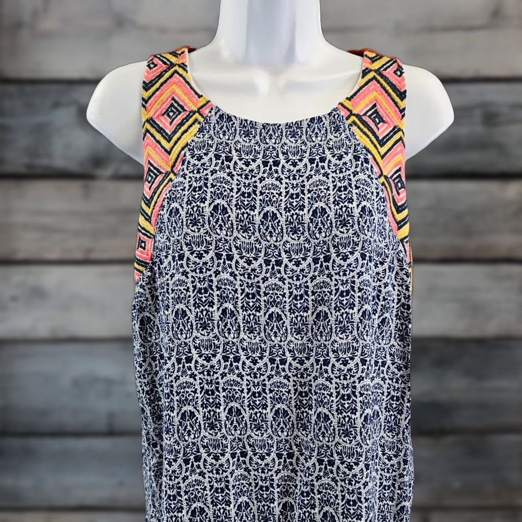 Vintage VINTAGE THML Womens Top Shirt Womens Medium Blue Orange Embroidered Sleeveless Rayon Size M / US 6-8 / IT 42-44 - 1 Thumbnail