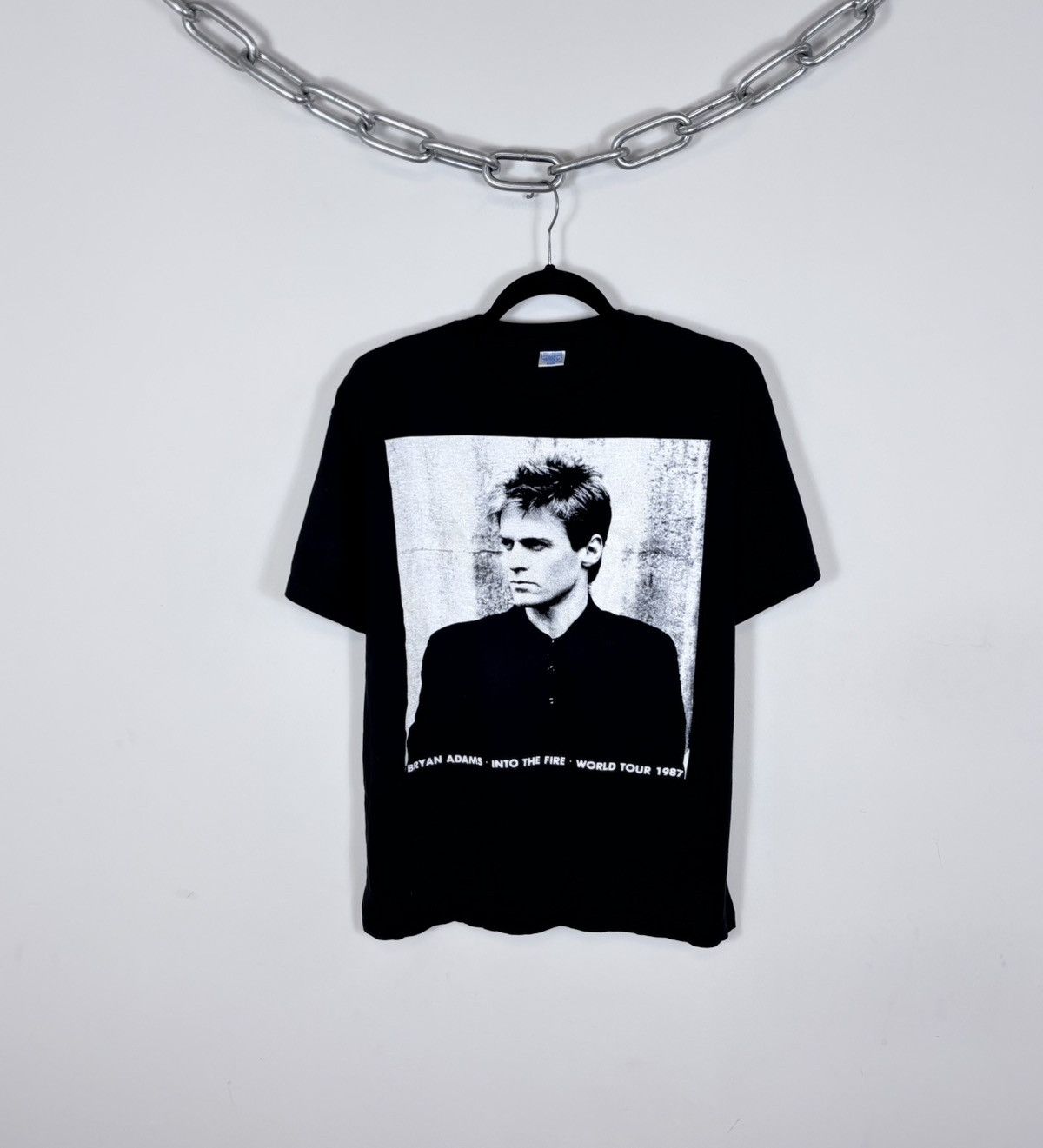Band Tees Vintage Bryan Adams 1987 Into The Fire World Tour Black Tee Size US L / EU 52-54 / 3 - 1 Thumbnail