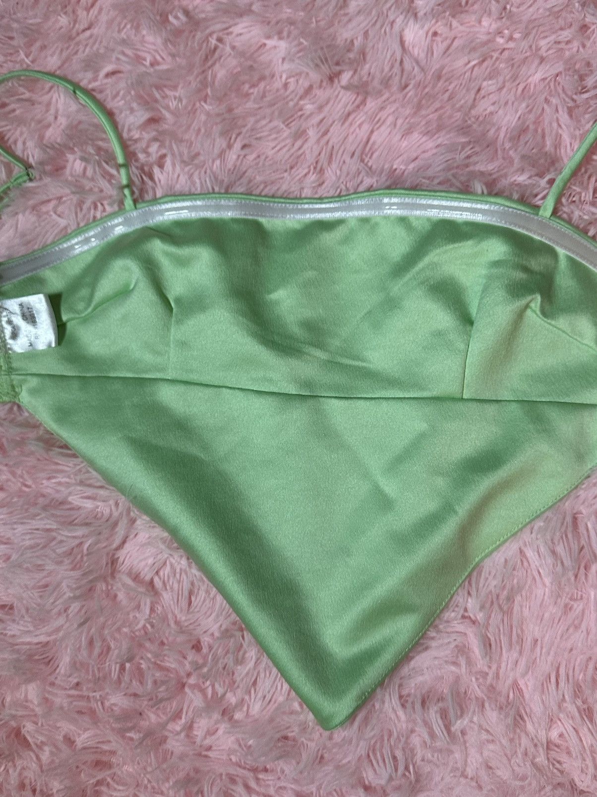 PRINCESS POLLY Princess Polly Lime Green 90s Halter Tank Top Soft Crop Top Size S / US 4 / IT 40 - 4 Thumbnail