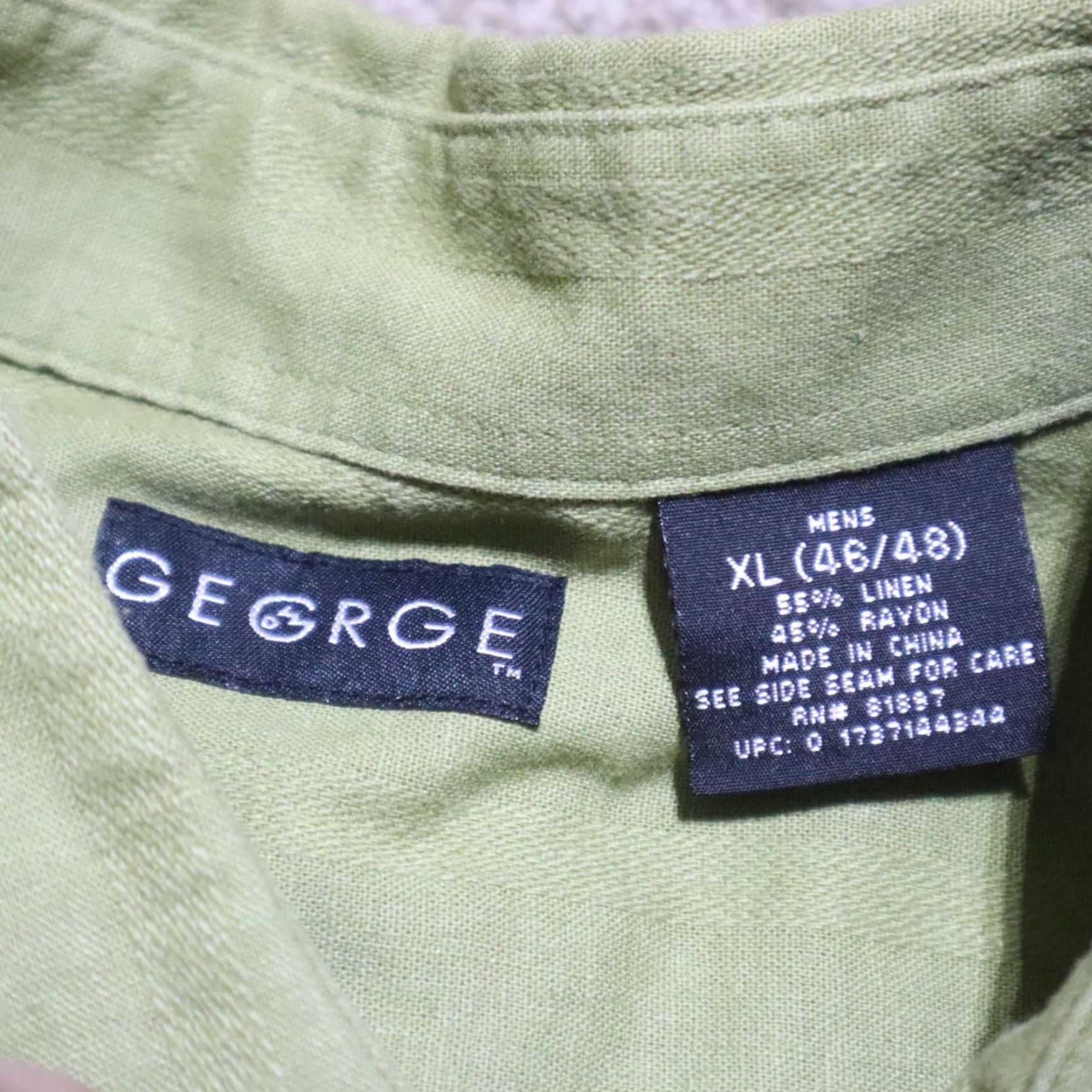 George VINTAGE George Shirt Mens XL Green Stripes Rayon Long Sleeve Button-Up 46/48 Size US XL / EU 56 / 4 - 3 Thumbnail