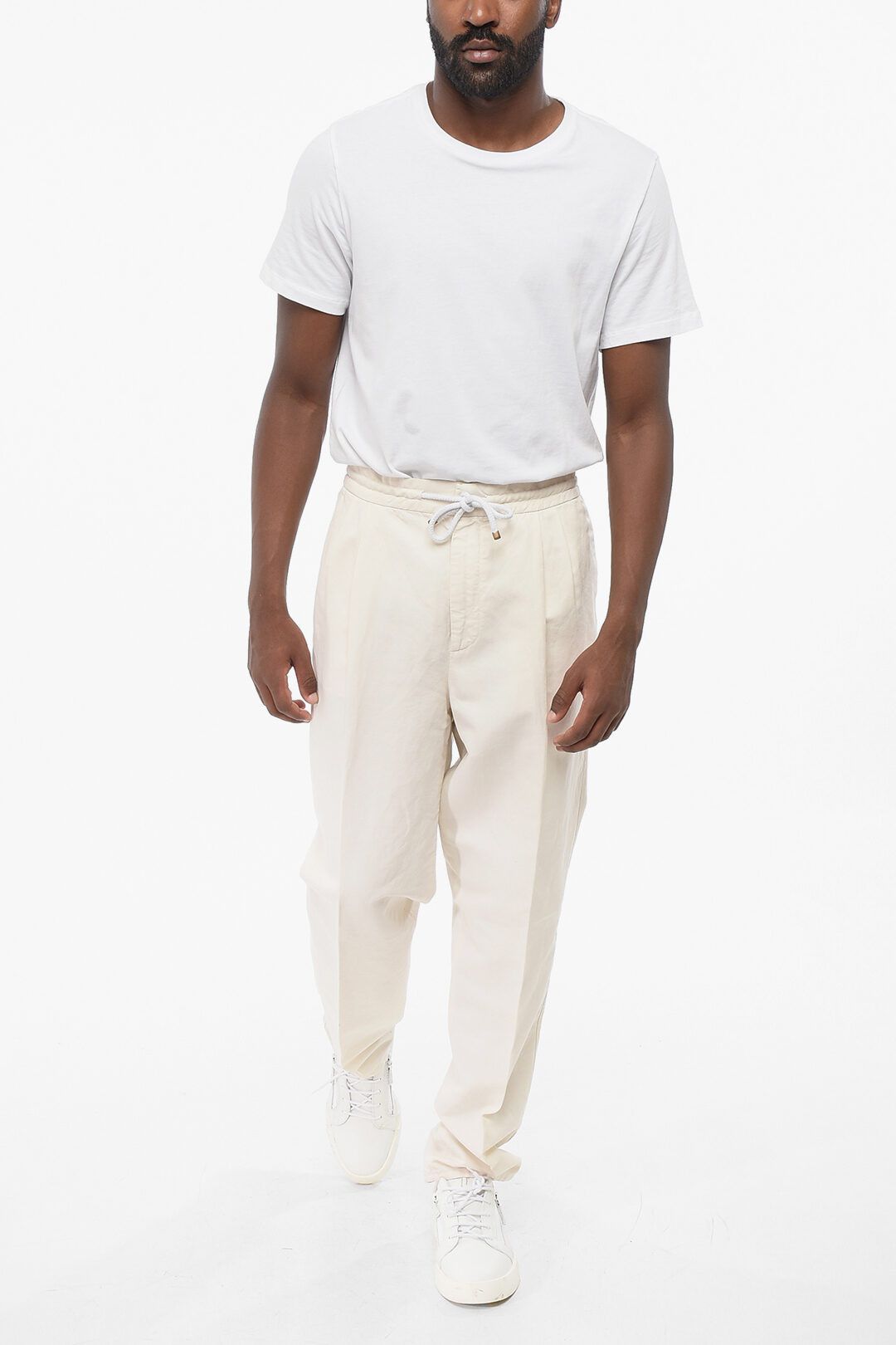 Brunello Cucinelli og1mm0825 Double-breasted Linen Blend Pant in White Size US 40 / EU 56 - 3 Thumbnail
