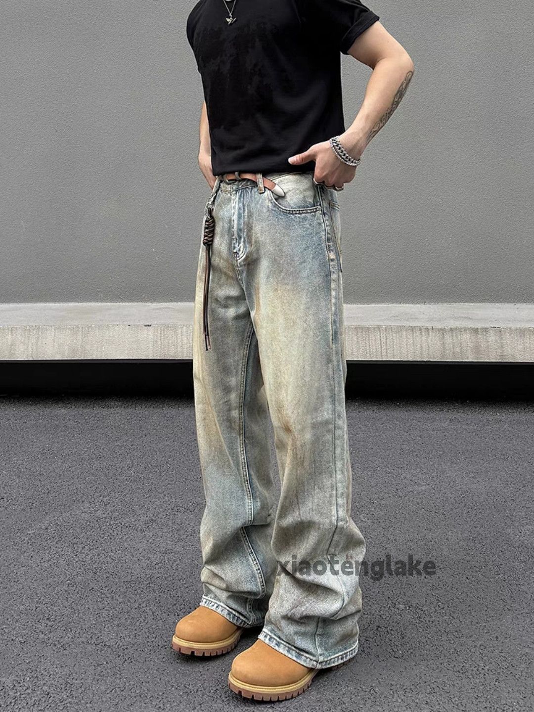 Jean × Vintage washed faded rusty stain loose baggy grunge jeans Size US 32 / EU 48 - 2 Thumbnail
