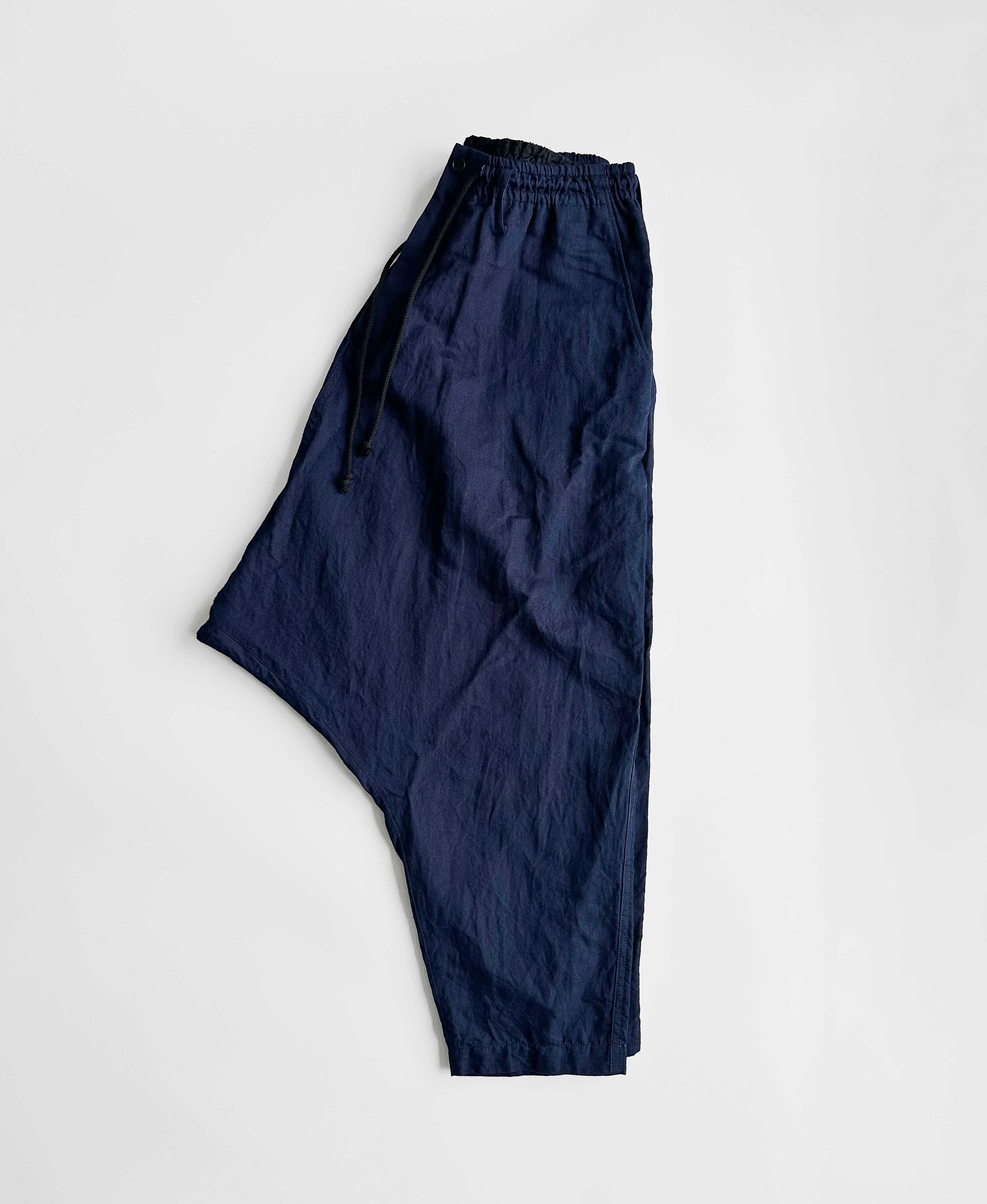 Yohji Yamamoto Indigo Dye Drop Crotch Cropped Trouser | JP3 (fit 28-34) Size US 32 / EU 48 - 4 Thumbnail