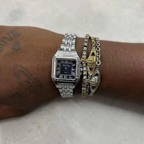 Other Vintage 90s black dial luxury style quartz silver watch Size ONE SIZE - 4 Thumbnail