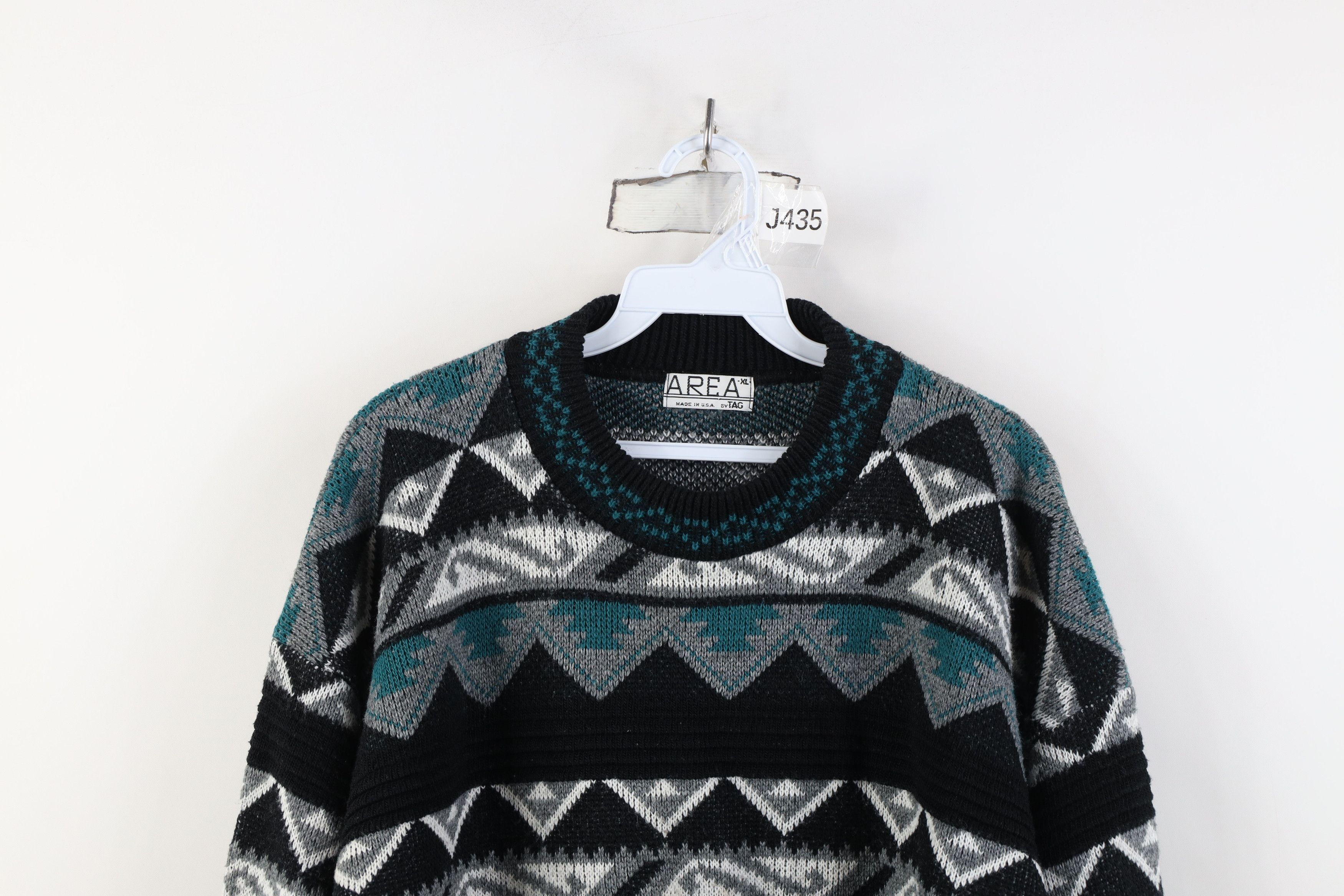 Vintage 90s Coogi Style Geometric Knit Sweater USA