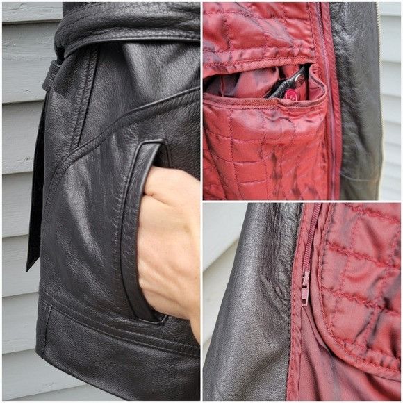 Wilsons Leather Vintage 90s y2k Wilson's Black Leather Mid Length Belted Ins Size L / US 10 / IT 46 - 4 Thumbnail