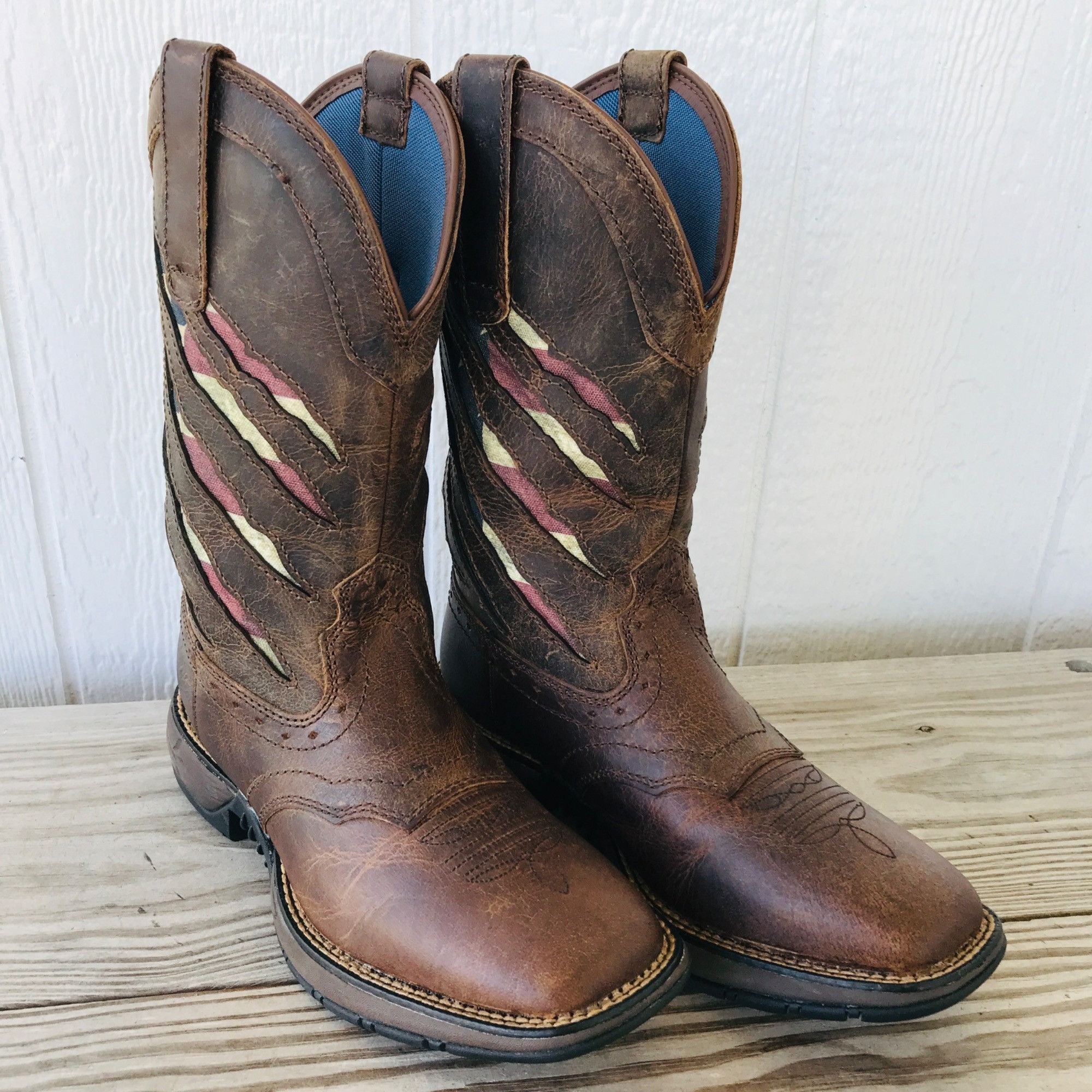 image of Rank45 Bear Claw Mark Us Flag Womens Walnut Brown Boots 8 M
