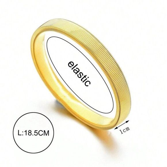 Other Men Stainless Steel Style Elastic Metal Armband Bracelet (G) Size ONE SIZE - 4 Thumbnail