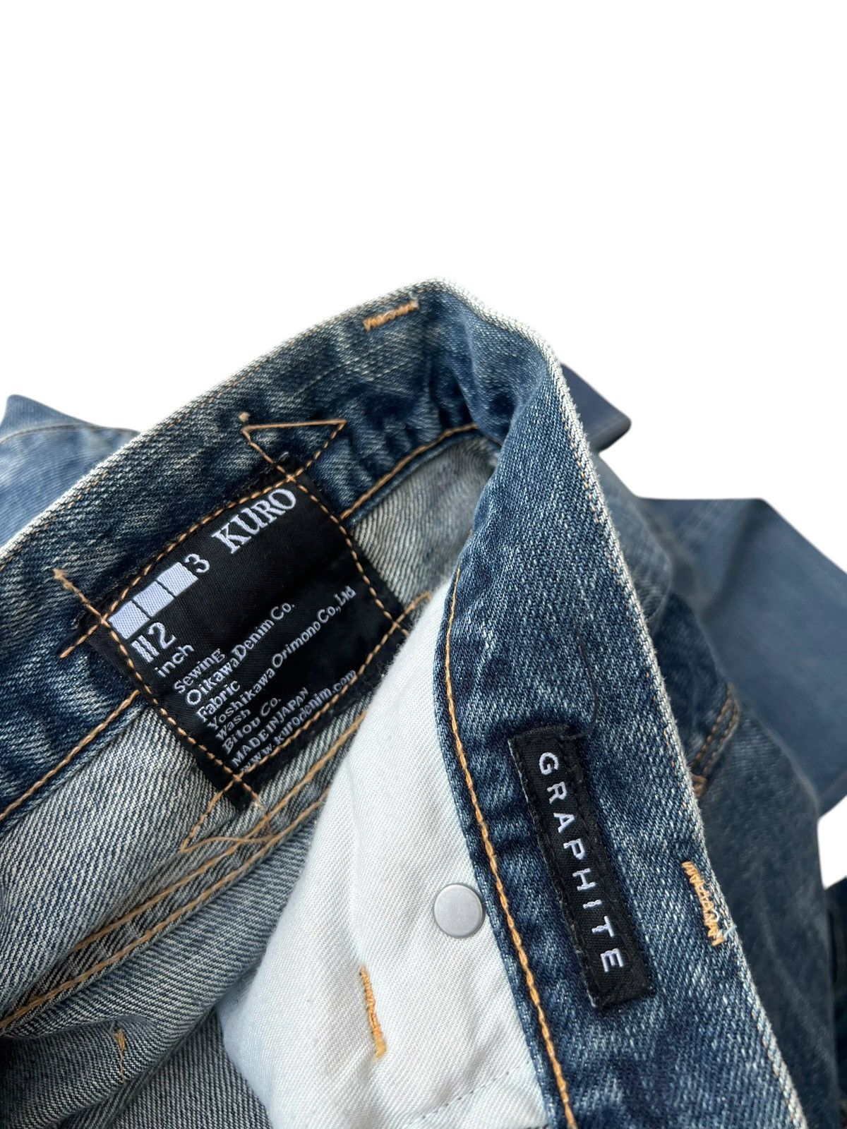 KURO KURO Japan GRAPHITE Distressed Denim Selvedge Jeans Size US 32 / EU 48 - 22 Thumbnail