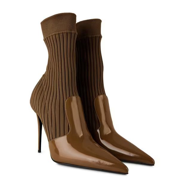 Dolce & Gabbana o1g2r1mq1024 Sock Boots in Camel Size US 10 / IT 40 - 3 Thumbnail