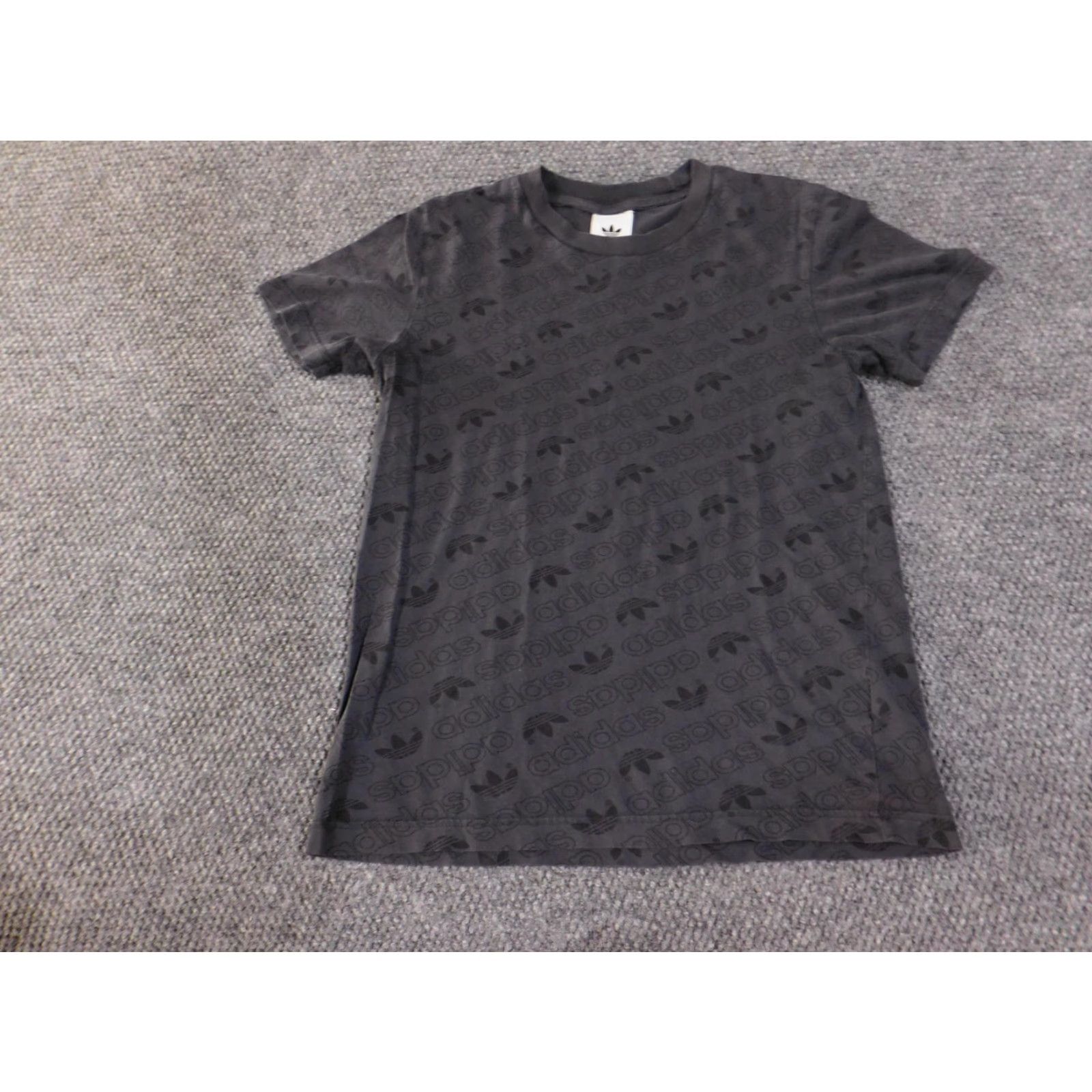 Adidas Adidas Shirt Mens Medium Black Gray Trefoil Allover Monogram Originals Tee Logo Size US M / EU 48-50 / 2 - 2 Thumbnail