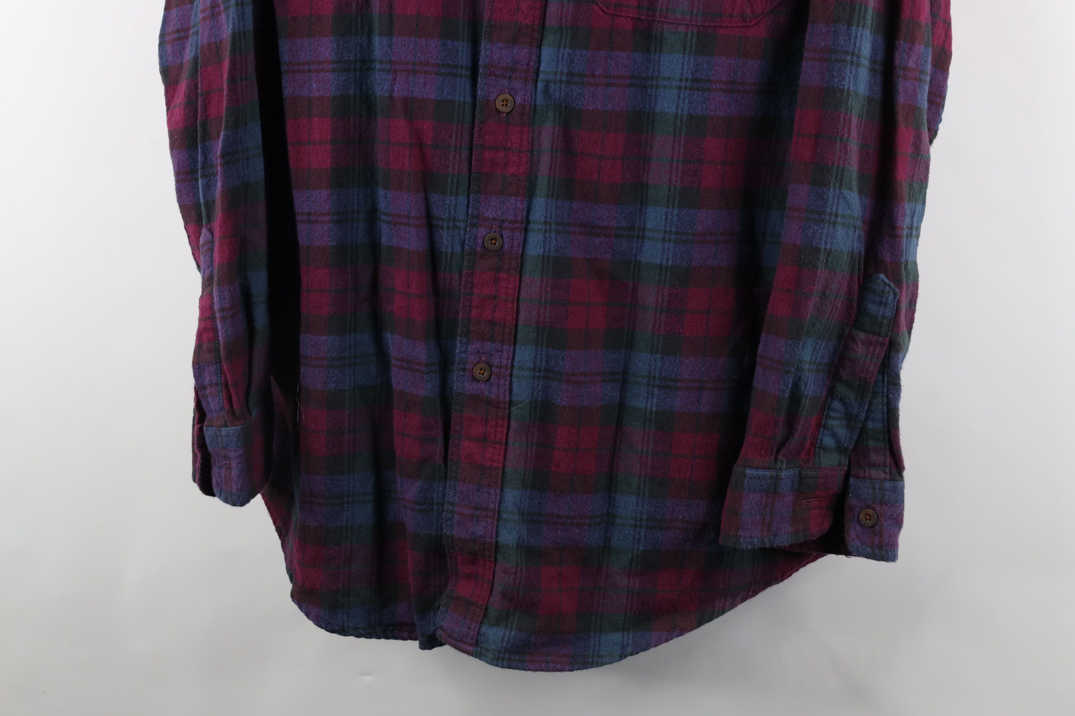 L.L. Bean × Vintage Vintage 90s LL Bean Flannel Collared Button Down Shirt Plaid Size US L / EU 52-54 / 3 - 3 Thumbnail