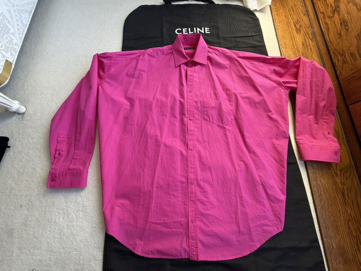 Balenciaga $1.3k FW23 Balenciaga Demna logo pink oversized shirt rare Size US L / EU 52-54 / 3 - 19 Thumbnail