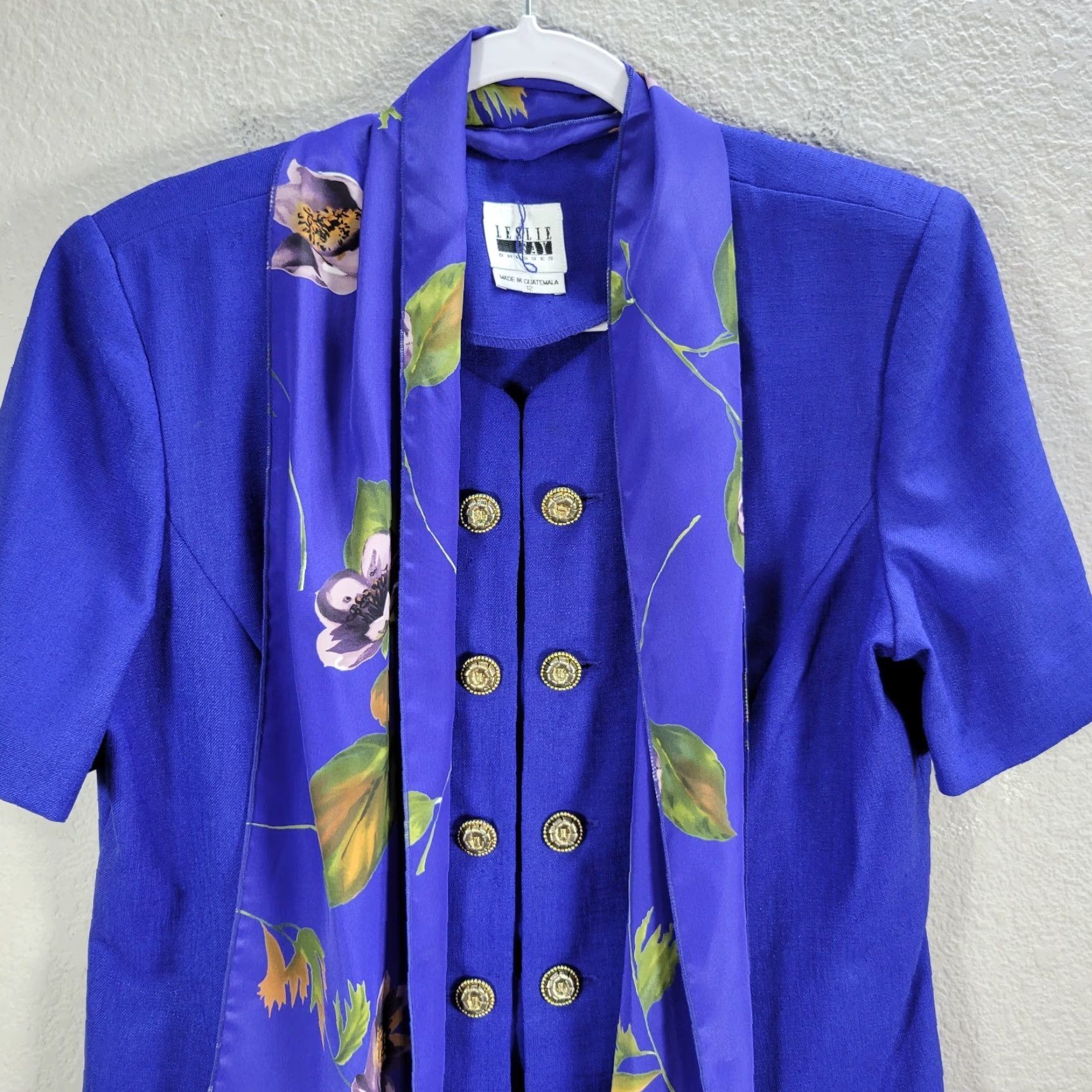 Vintage Vtg Leslie Fay Shirt Blue Purple Shoulder Pads Secretary Sz 12, Business, Polyester, Look: Secretary/Geek, Size 12, Women? Mens? Size XL / US 12-14 / IT 48-50 - 4 Thumbnail