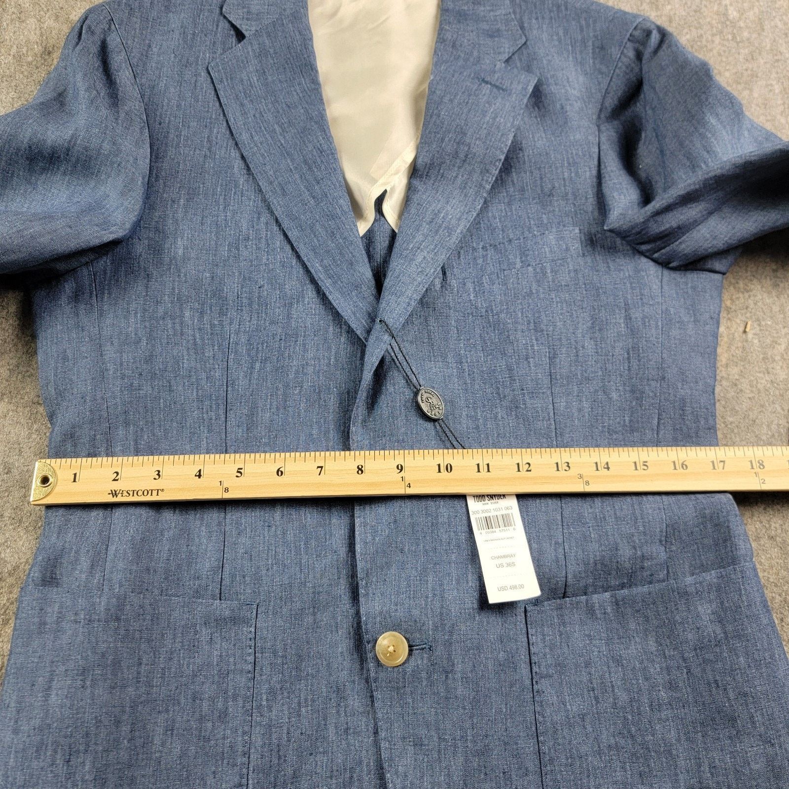 Todd Snyder Todd Snyder Madison Italian Linen Suit Jacket Chambray NWT Size 36S - 7 Thumbnail