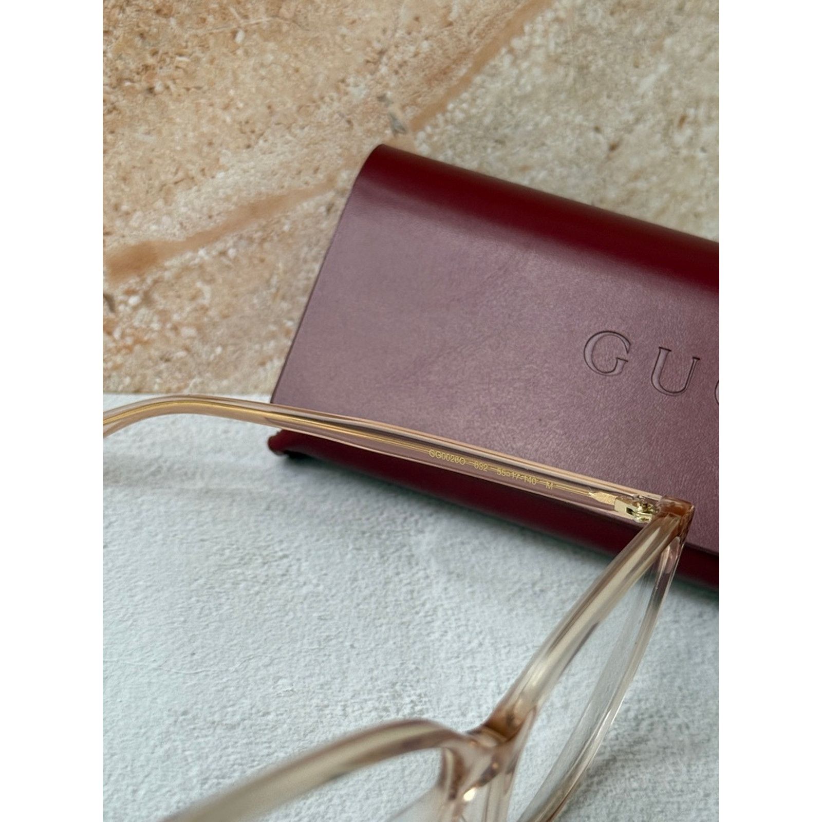 Gucci NEW Gucci GG0026O Nude Pink Cat Eye Eyeglasses Frames Size ONE SIZE - 7 Thumbnail