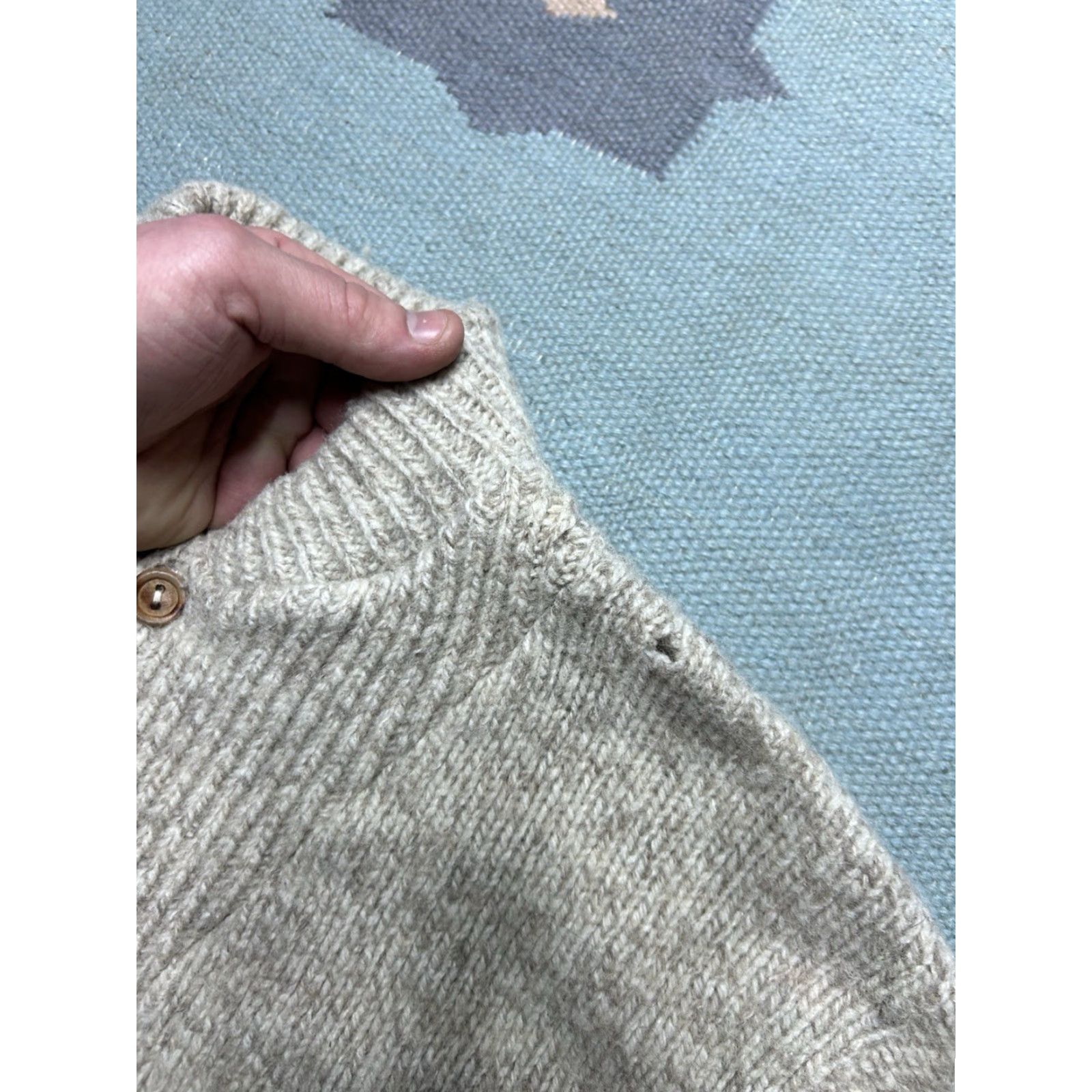 Vintage VINTAGE pullover sweater wool knit Henley 1/4 button cream white M/L Mens Size US L / EU 52-54 / 3 - 4 Thumbnail