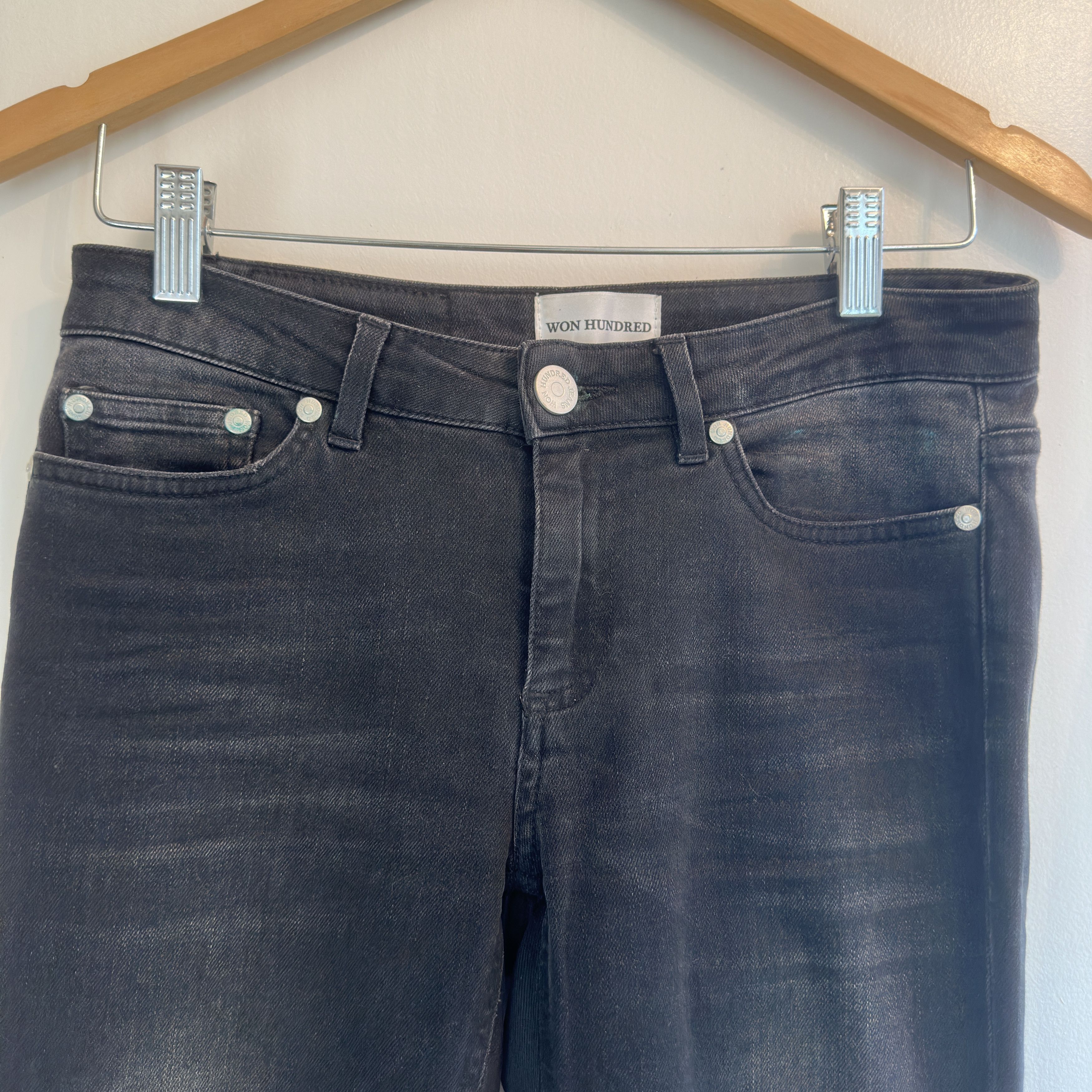 Won Hundred Won Hundred Skinny Mid-Rise Washed Black Jeans Size 27" / US 4 / IT 40 - 4 Thumbnail