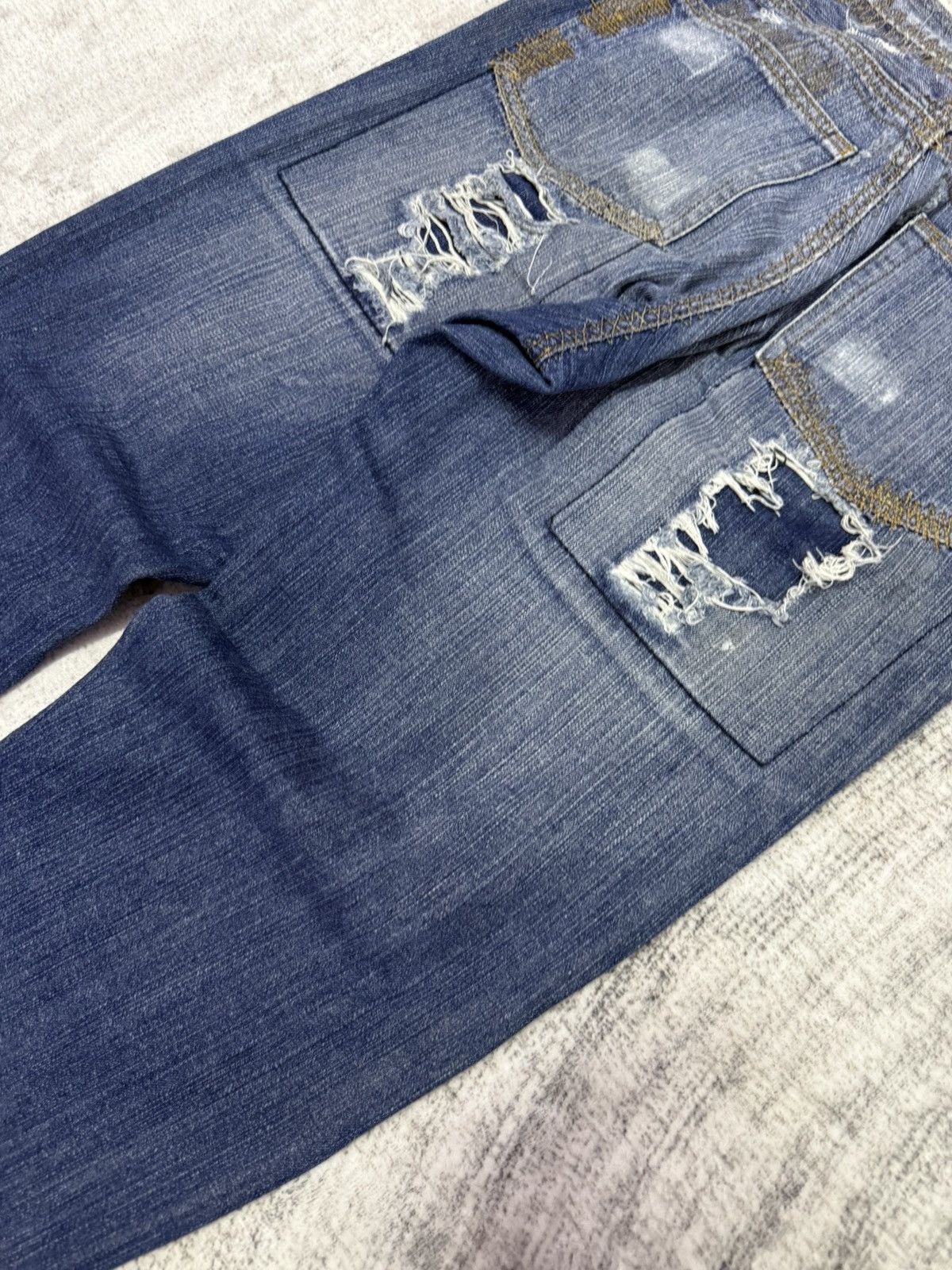Hysteric Glamour × Japanese Brand Wild Chanel Destroyed Repaired Heavy Stitched Jeans Size US 30 / EU 46 - 16 Thumbnail
