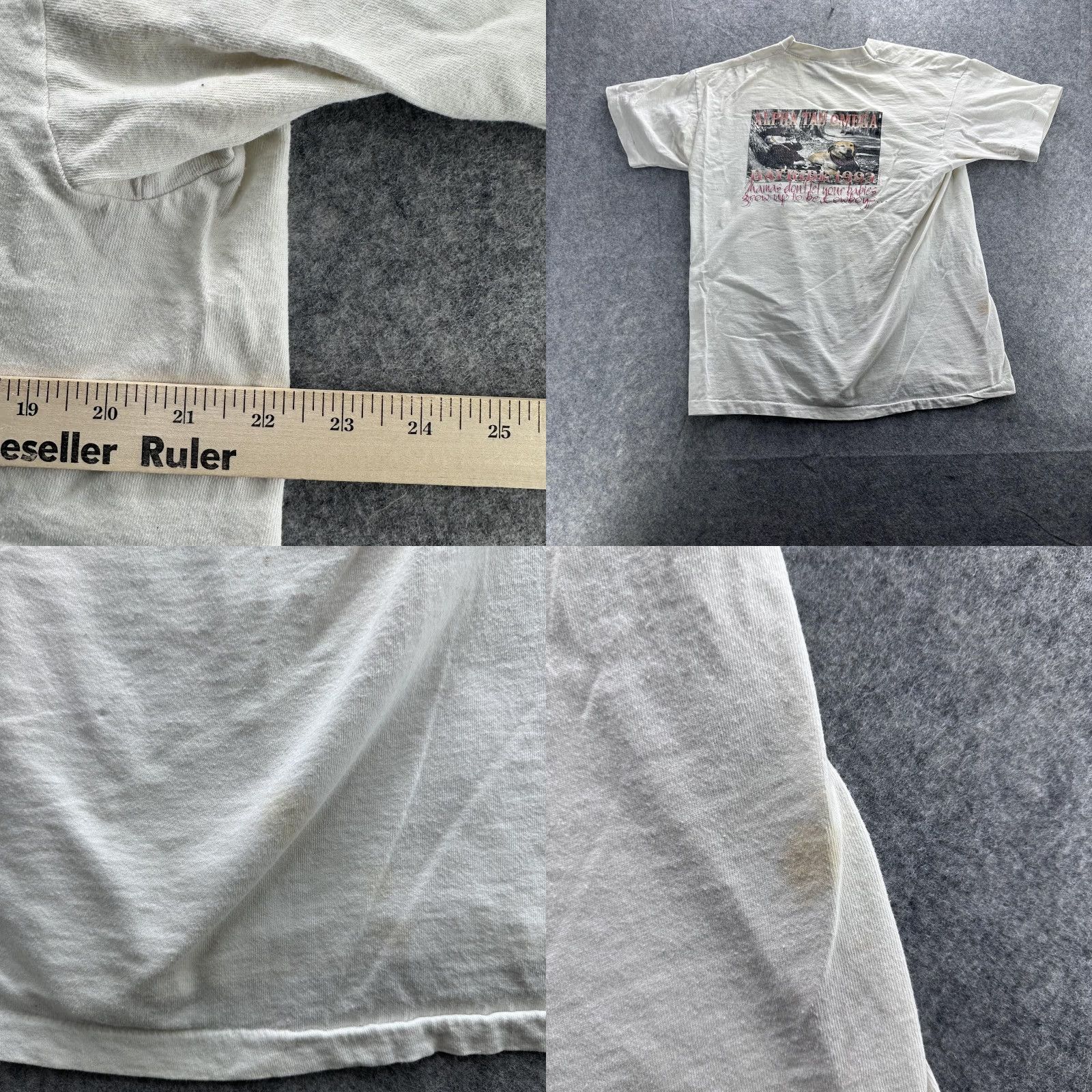 Fruit Of The Loom VINTAGE Alpha Tau Omega Florida State Shirt Mens XL Ivory 1993 90s FSU Hayride Graphic Back Cowboys Mens Size US XL / EU 56 / 4 - 8 Thumbnail