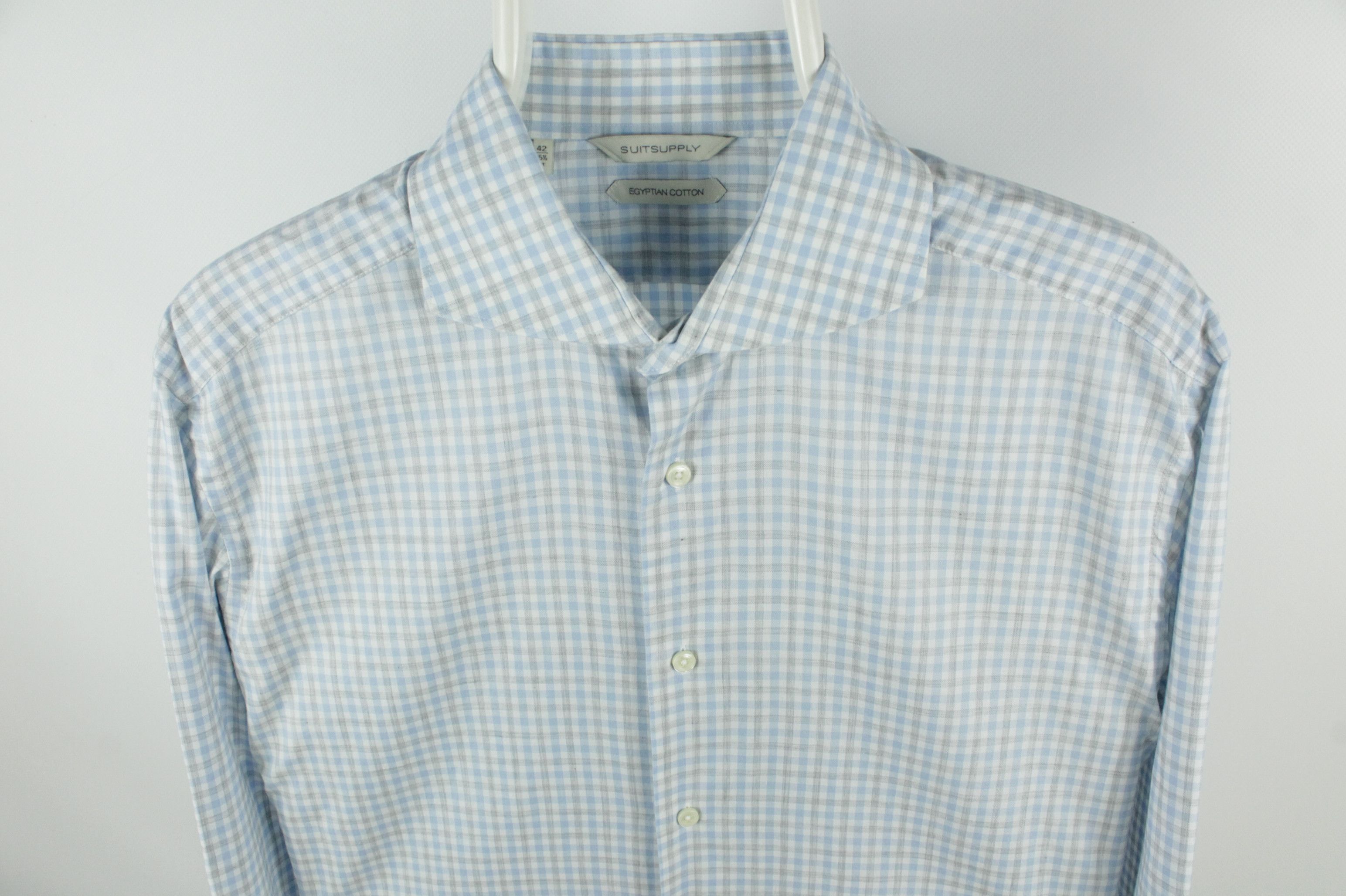Designer × Suitsupply Suitsupply Albini Egyptian Cotton Slim Fit Plaid Dress Shirt Size US L / EU 52-54 / 3 - 2 Thumbnail