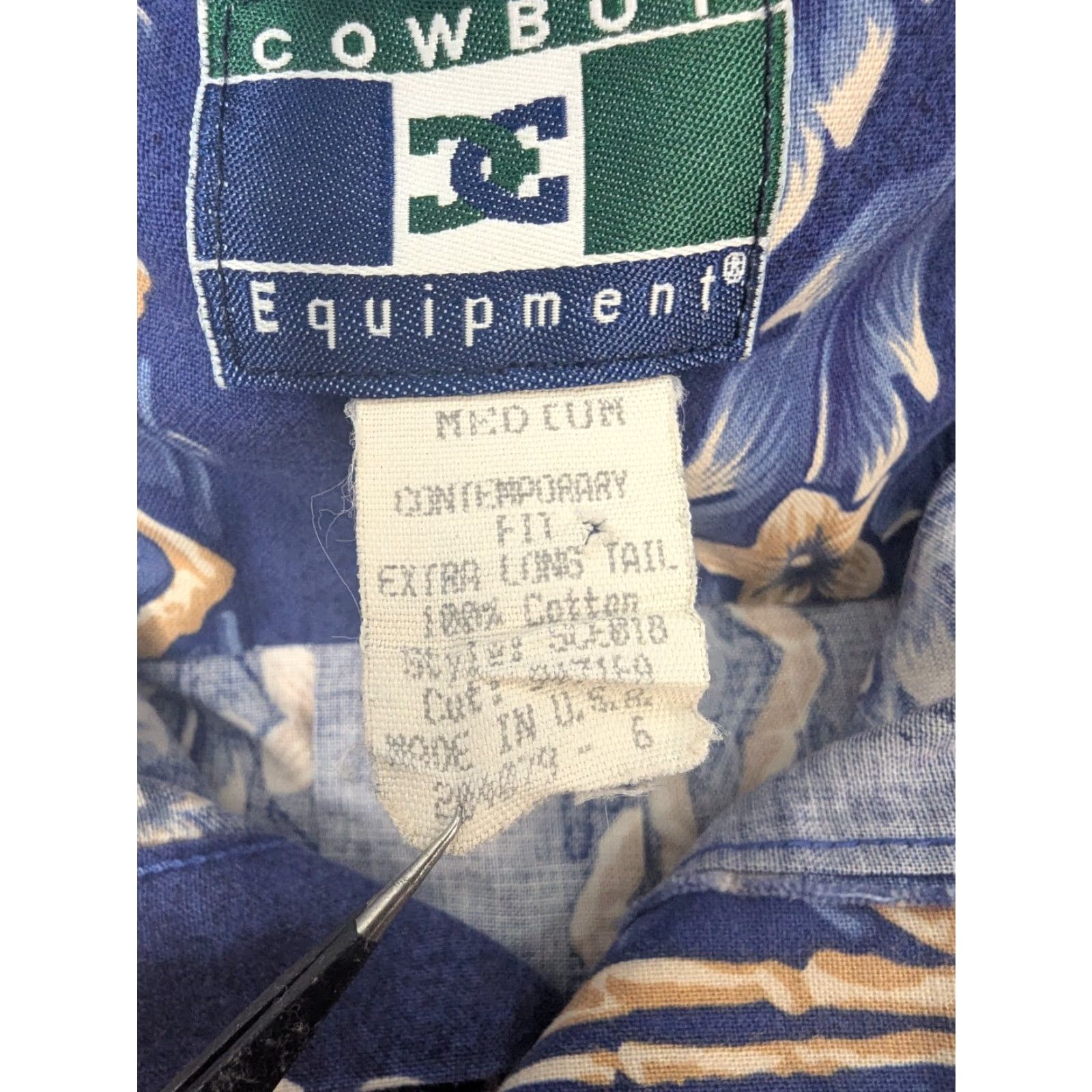Equipment VINTAGE Cowboy Equipment Blue Floral Hawaiian Shirt Medium Size US M / EU 48-50 / 2 - 7 Thumbnail