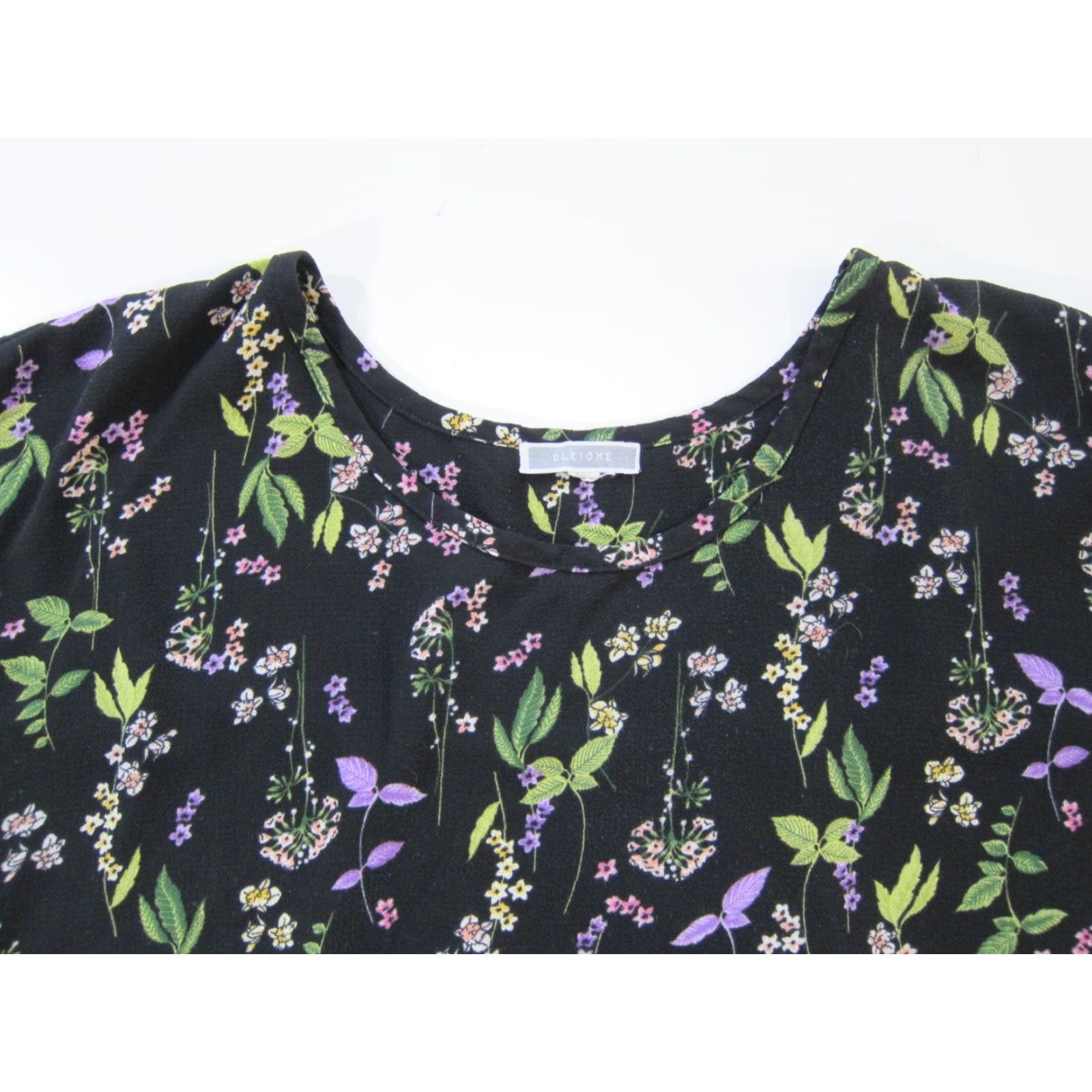 Pinko Pleione Blouse L Black Floral Rayon Boxy Short Sleeve Tunic Size L / US 10 / IT 46 - 3 Thumbnail