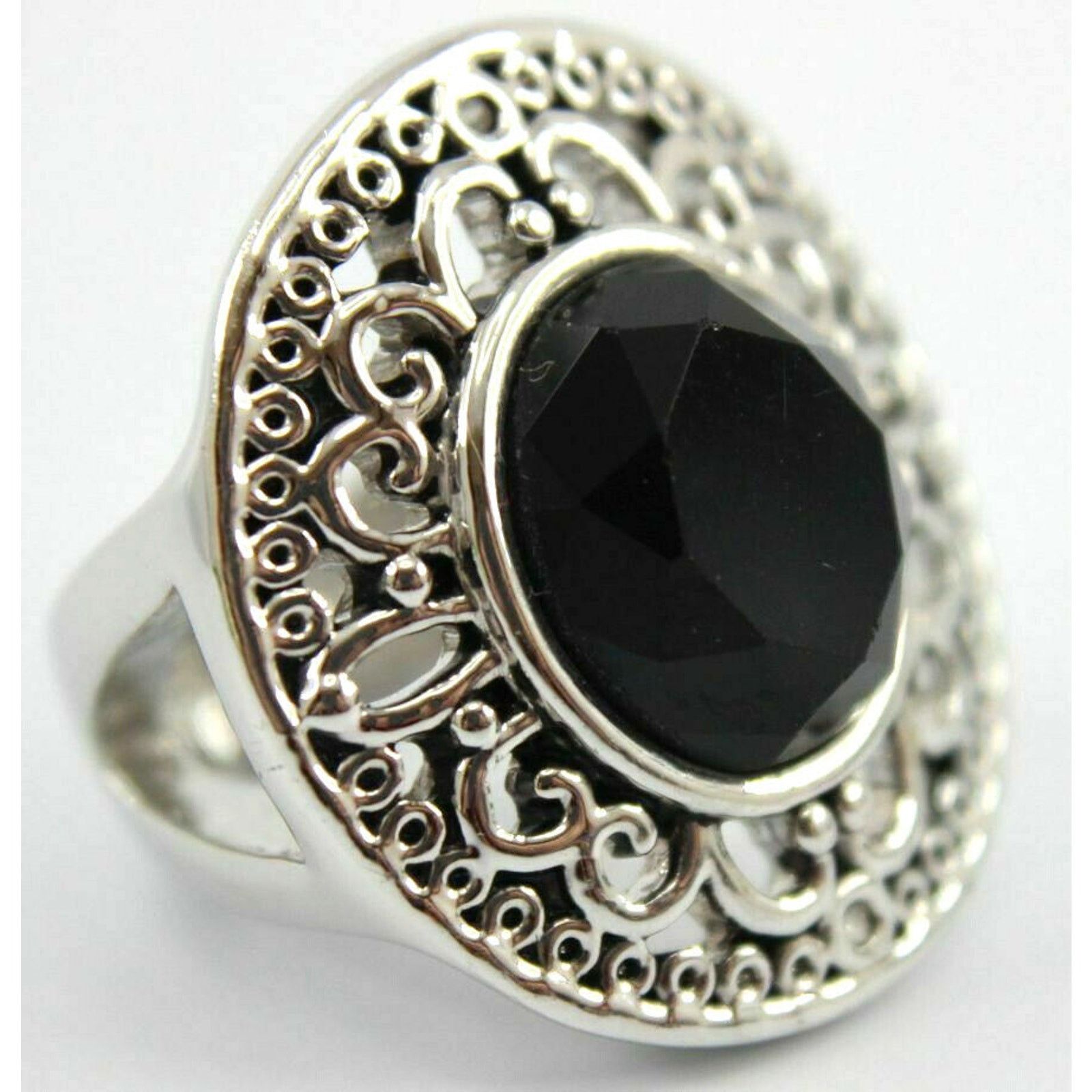 Other Elegant Detailed Filigree Silvertone Ring•Glass Stone•Size 5 Size ONE SIZE - 1 Thumbnail