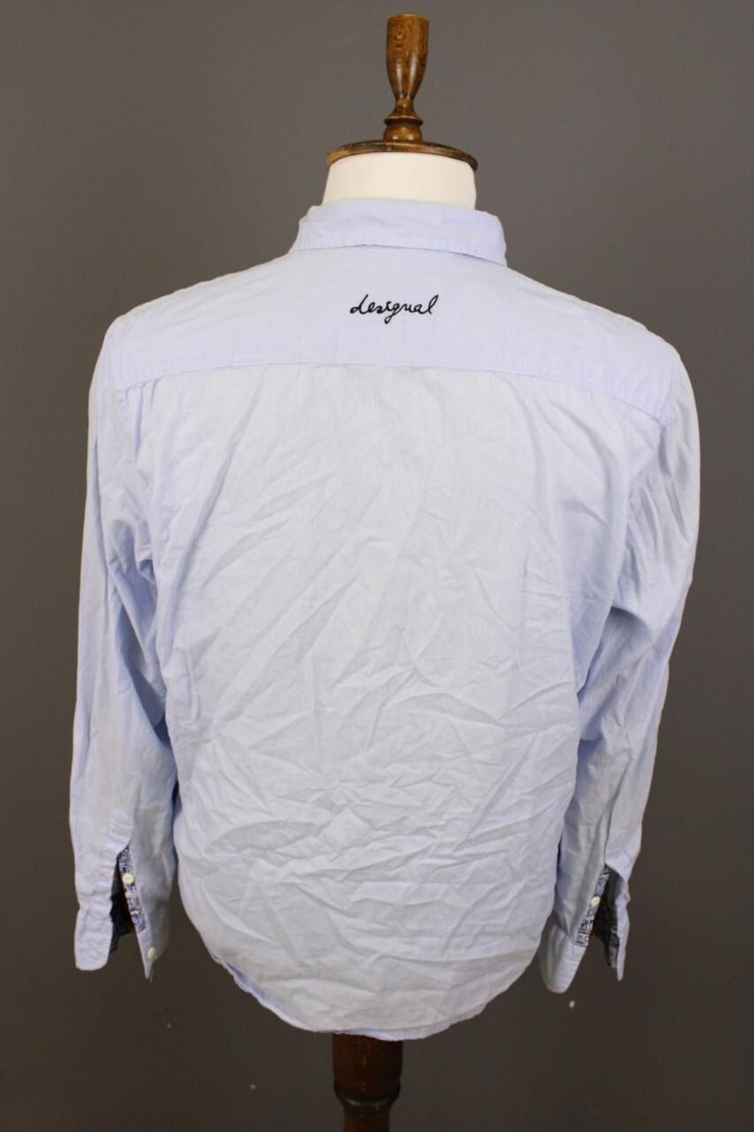 Desigual Desigual Regular Fit Blue Big Embroidered Logo Shirt XL Size US XL / EU 56 / 4 - 7 Thumbnail