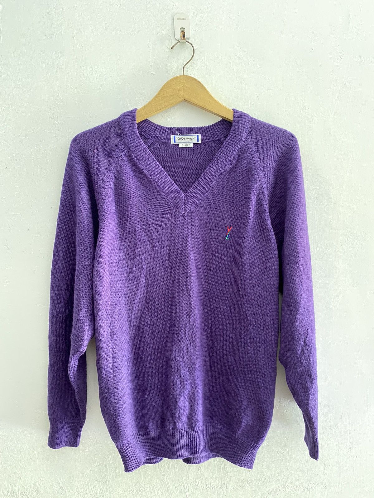 Vintage × Yves Saint Laurent Vintage Yves Saint Laurent V neck wool sweatshirts Size US M / EU 48-50 / 2 - 1 Thumbnail