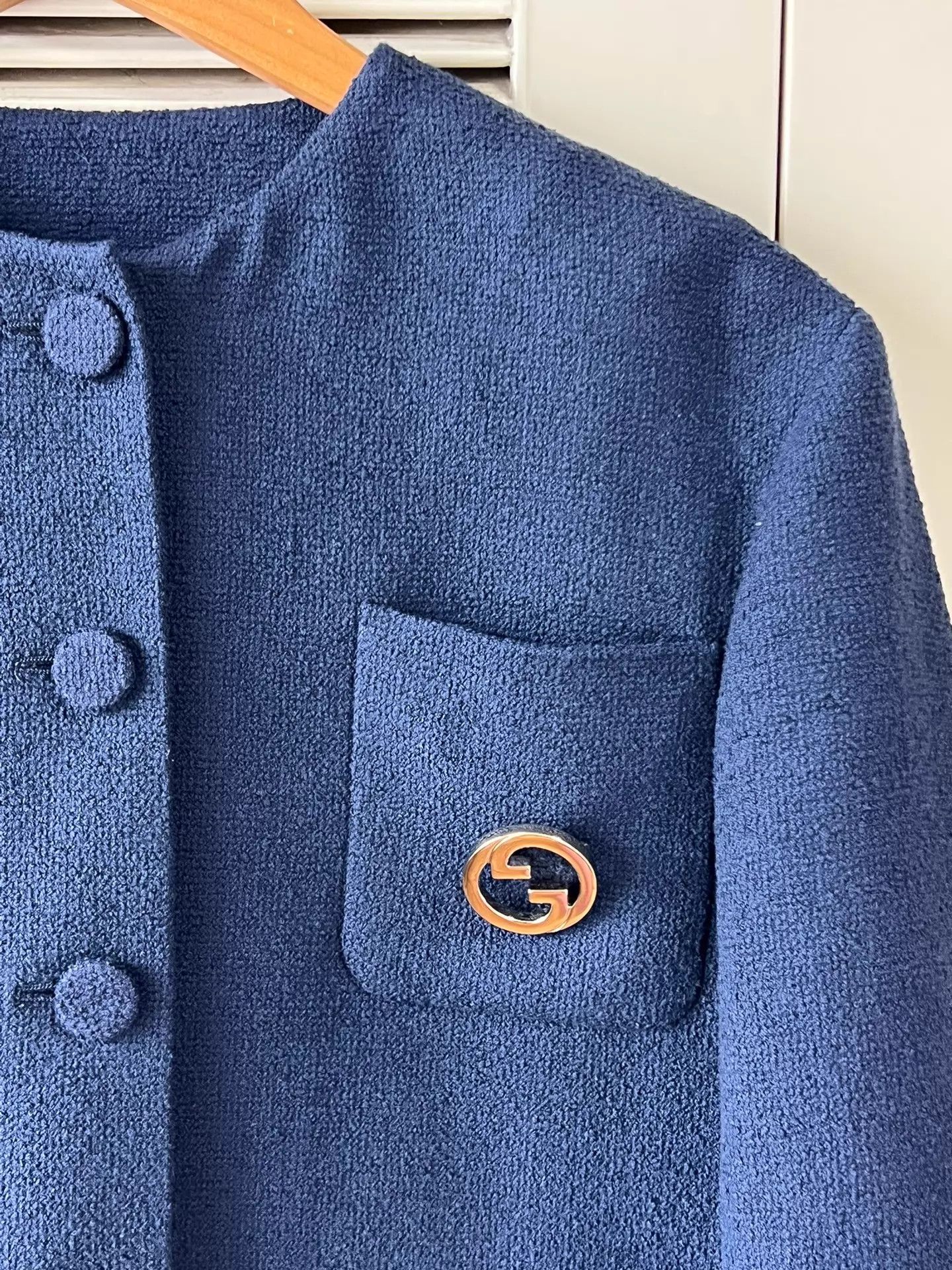 Gucci Gucci tweed oversized short jacket navy blue G logo 38 Size M / US 6-8 / IT 42-44 - 4 Thumbnail