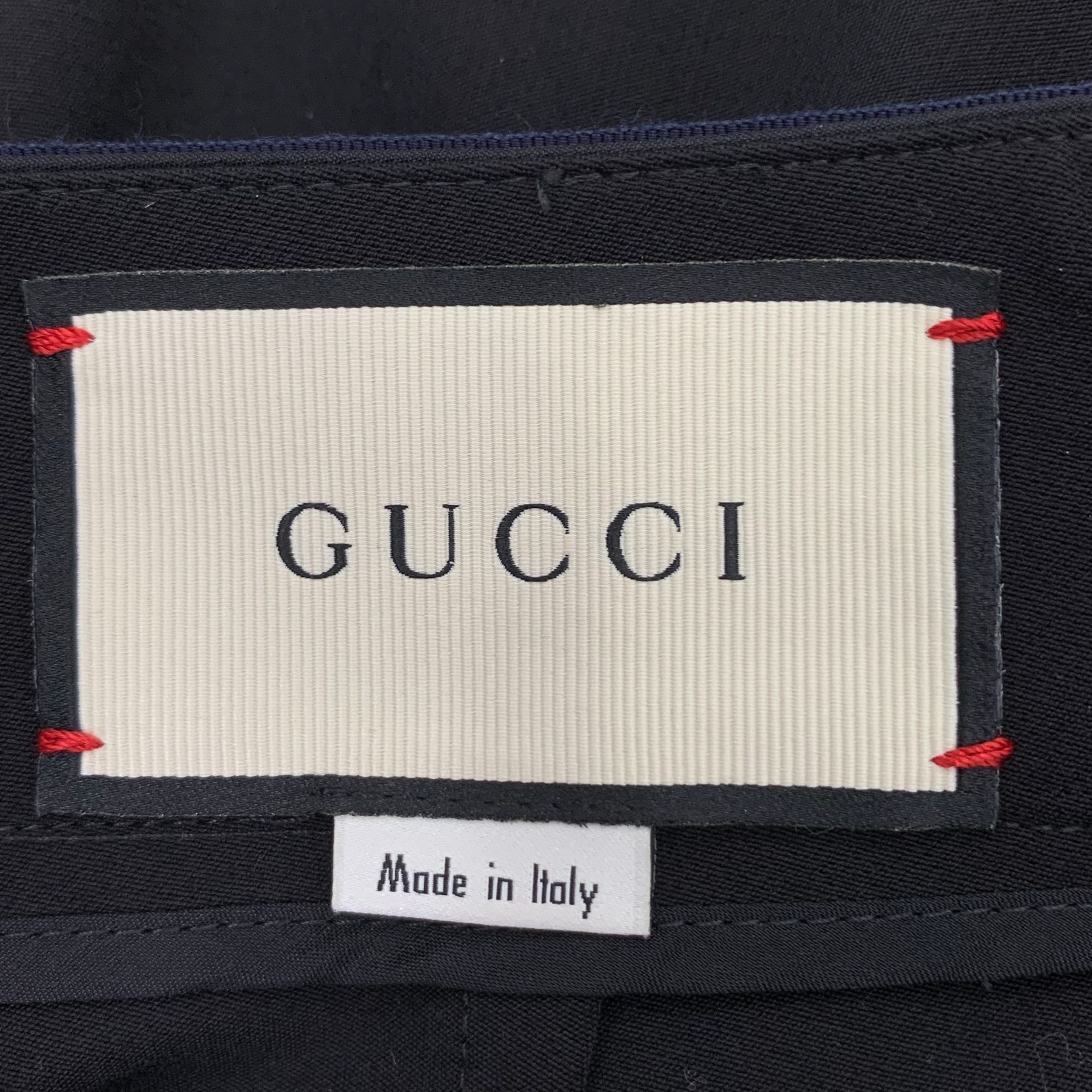 Gucci Gucci Black Cotton Bow Rhinestone Striped Waist Casual Trous Size 40" / US 18 - 2 Thumbnail