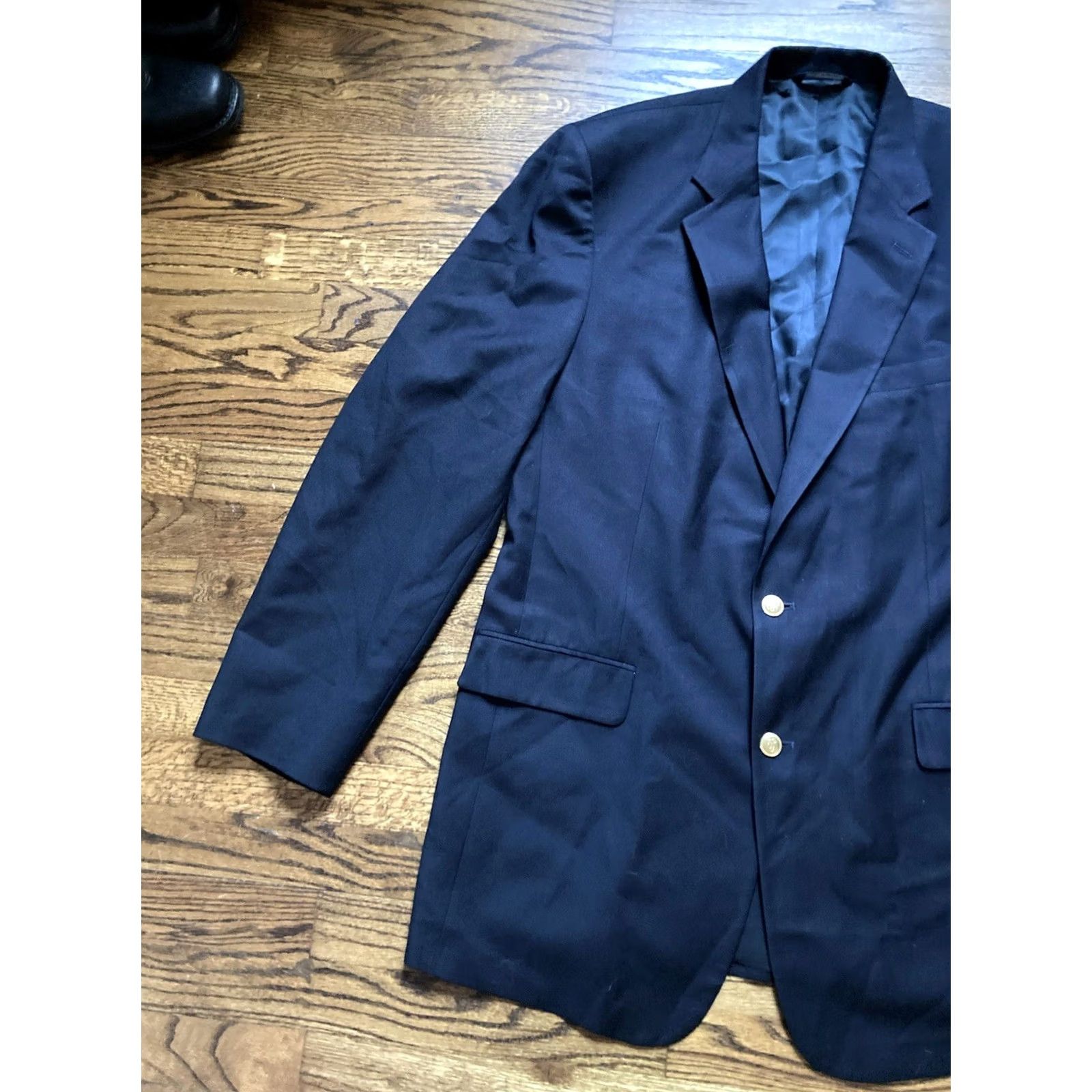 Brooks Brothers VINTAGE Brooks Brothers Brooksease Mens Blazer 44 Extra Long Black Gold Button Wool Blazer Men Size 44R - 2 Thumbnail