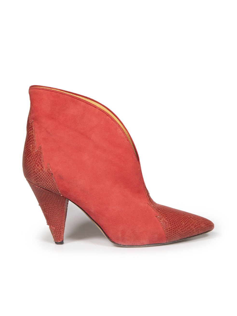 image of Isabel Marant Red Suede Snake Embossed Flame Boots, Women's (Size 10)