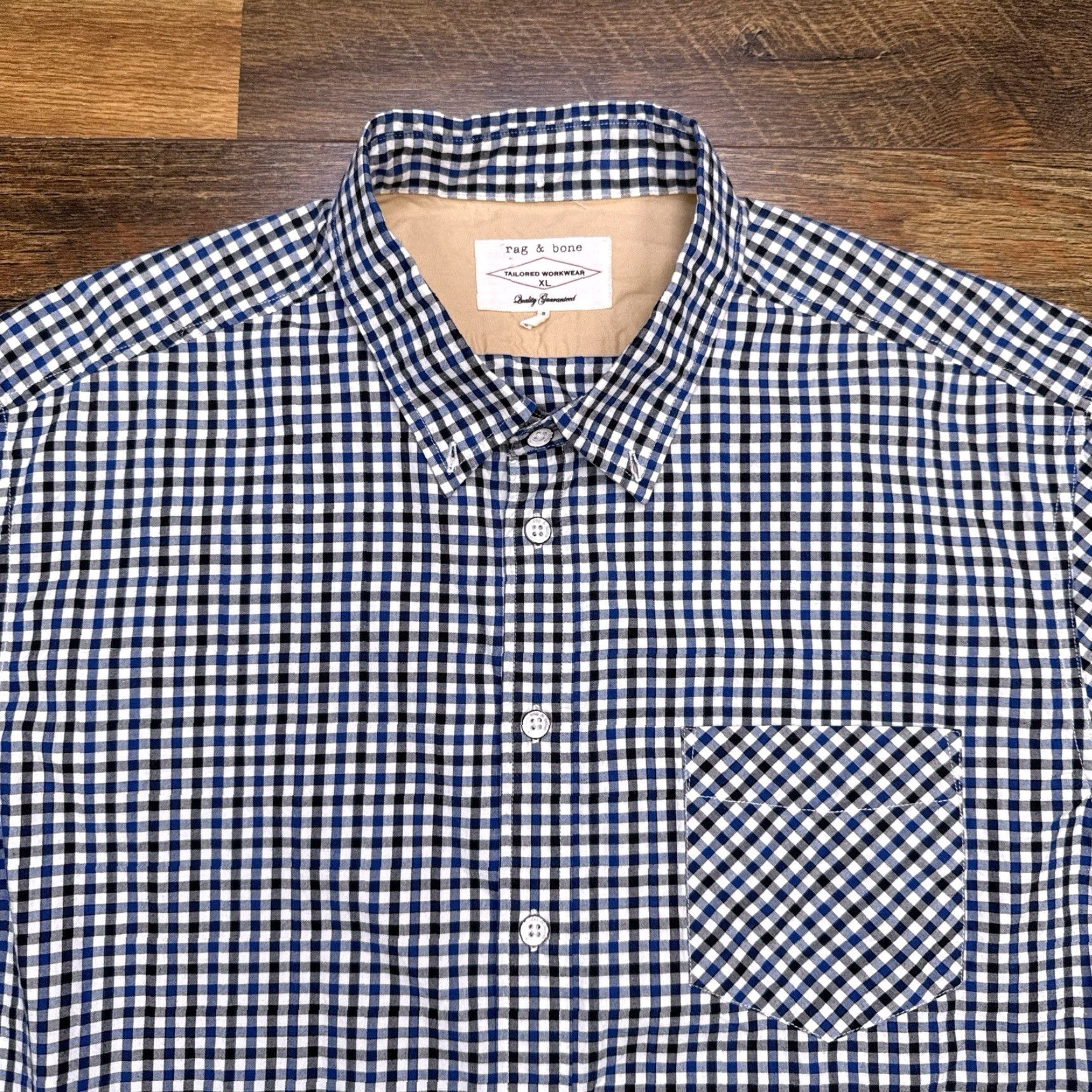 Rag & Bone Rag & Bone Shirt Mens XL Blue Check Button-Up Casual, Travel, Party/Cocktail, Long Sleeve, Collared, Button-Down, Knit Cotton, Regular Fit Size US XL / EU 56 / 4 - 4 Thumbnail