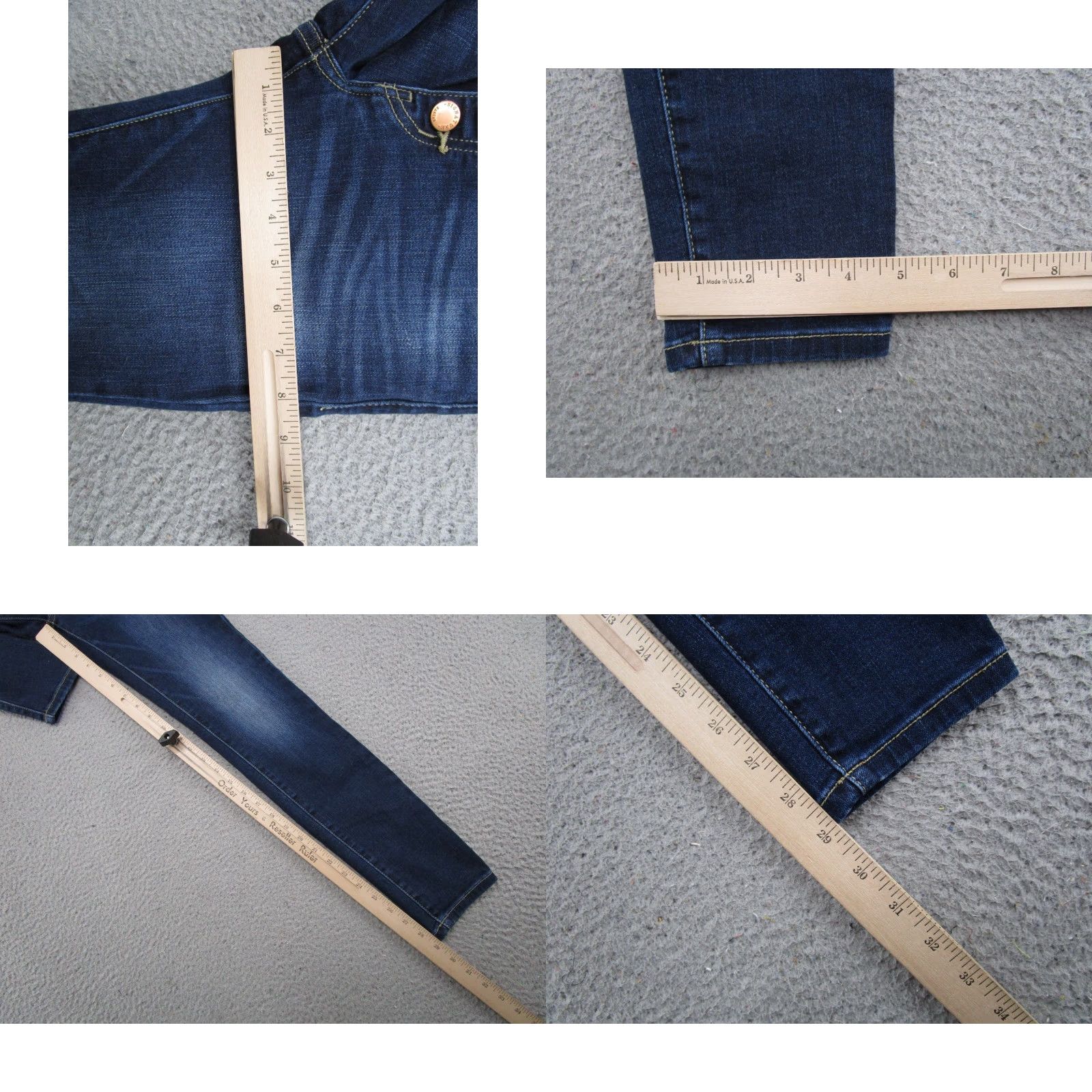 Vintage Kancan Button Fly High Rise Dark Wash Denim Jeans Womens Size 25 Blue Stretch Skinny 5-Pocket Design Size 42" / US 20 - 8 Thumbnail