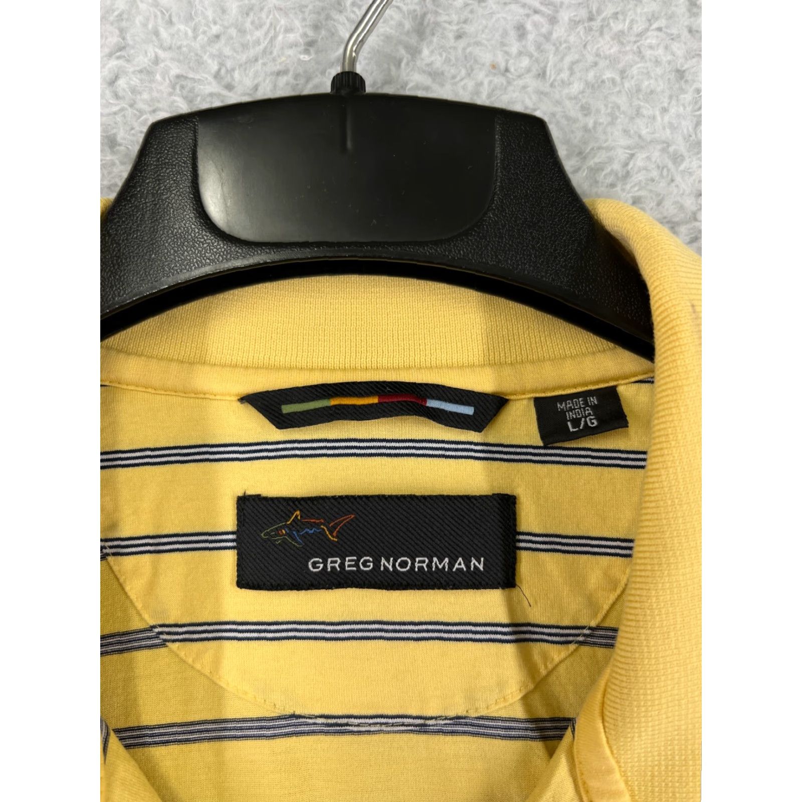 Vintage Greg Norman Polo Shirt Mens Large Yellow White Striped 100% Cotton Golf Golfer Shirt Polo Shirt Size US L / EU 52-54 / 3 - 3 Thumbnail