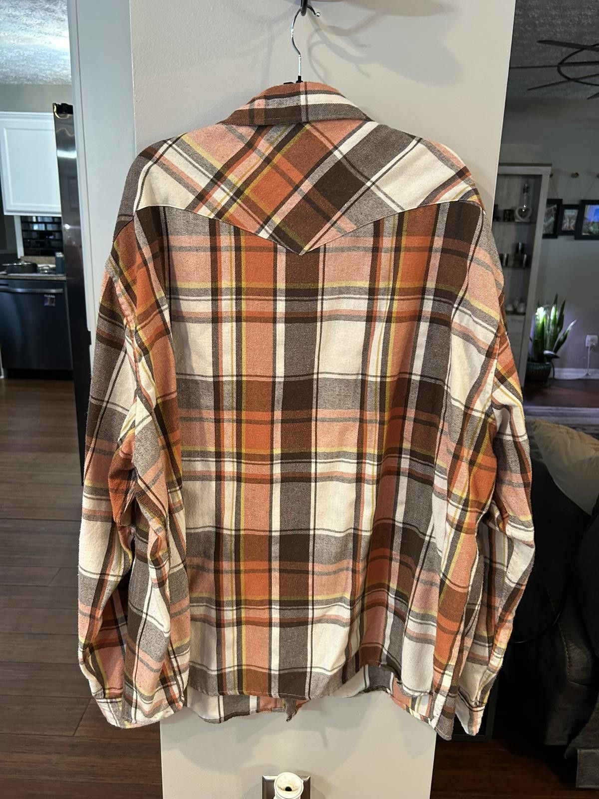 Other Customized Version 3XL Orange Brown Plaid Flannel Shirt Size US XXL / EU 58 / 5 - 4 Thumbnail