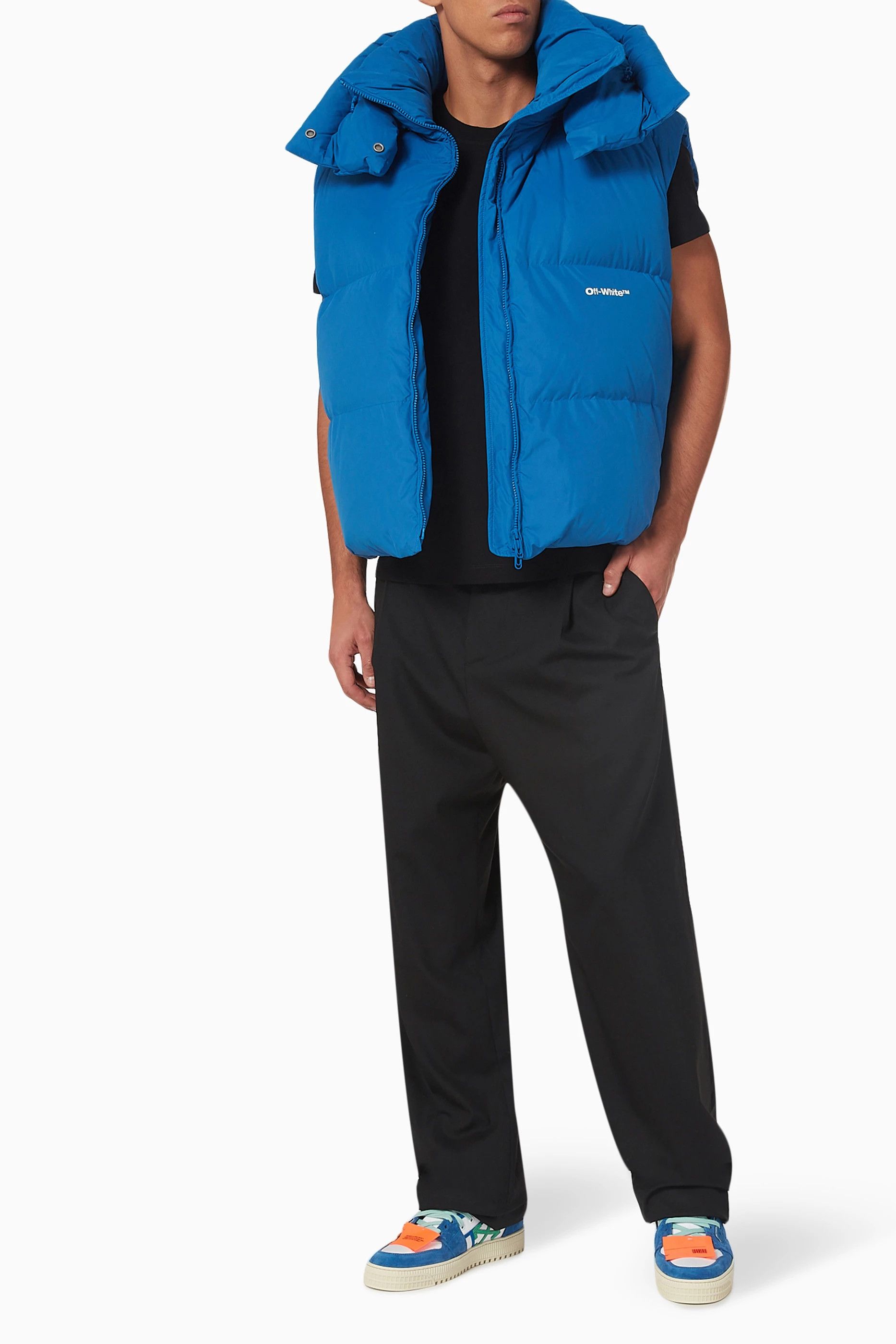 Off-White o1y0225 Logo Shell Hooded Vest in Blue Size US L / EU 52-54 / 3 - 5 Thumbnail