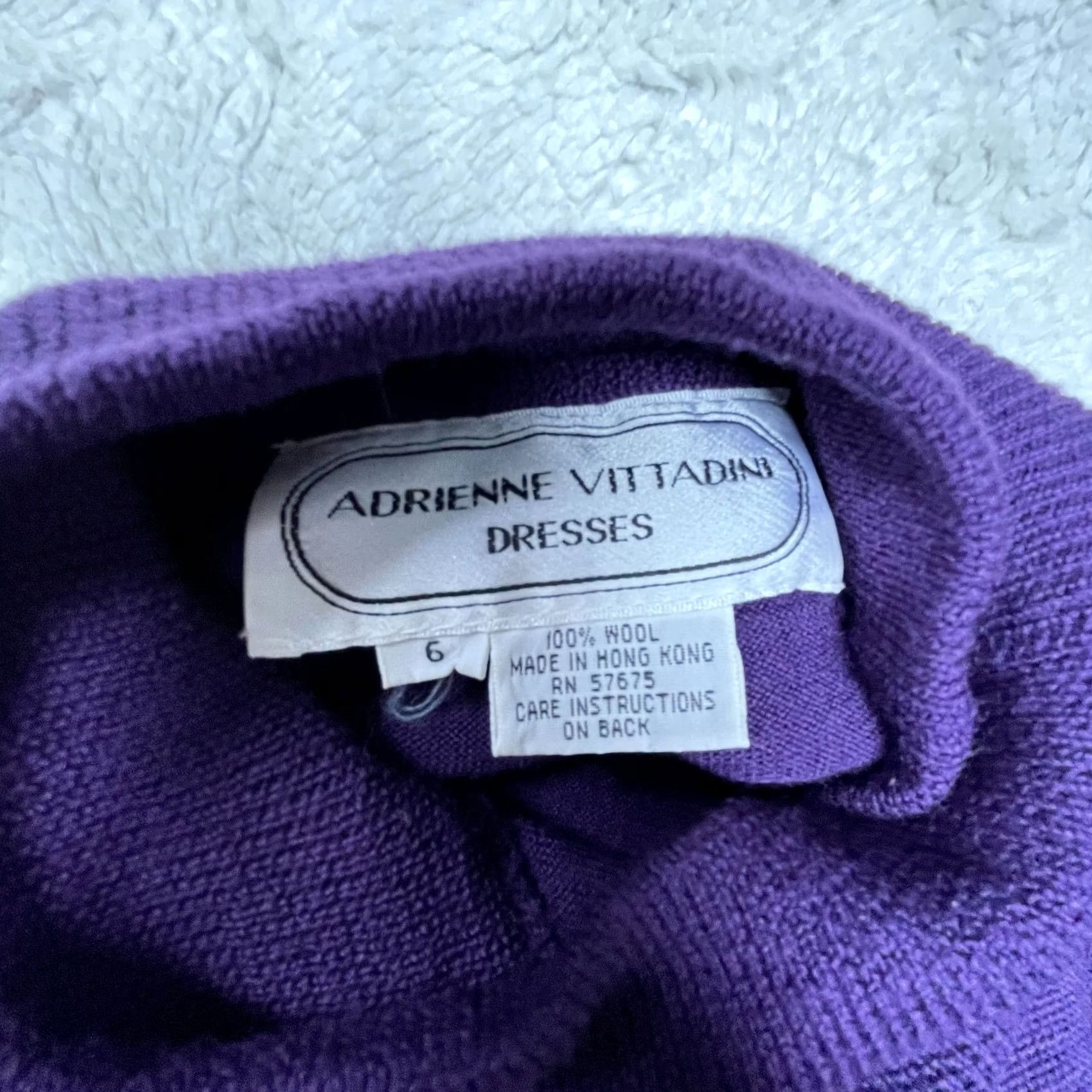 Vintage Adrienne Vittadini Womens Mock Neck Wool Knit Sweater Dress Size 6 Purple Cozy Size M / US 6-8 / IT 42-44 - 3 Thumbnail