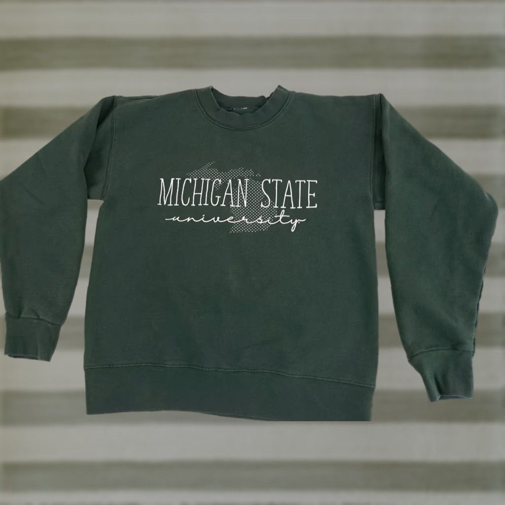 Vintage VINTAGE Michigan State Spartans Sweatshirt Woman S Green Crew Neck Pullover Activewear Womens Basketball Logo Size S / US 4 / IT 40 - 1 Thumbnail