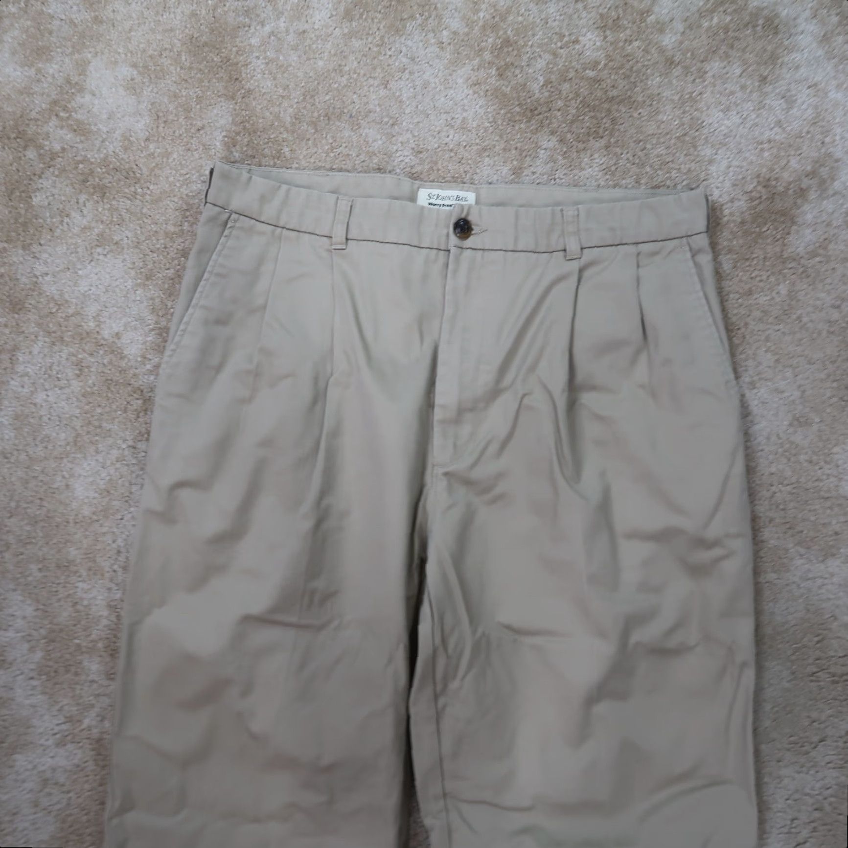 Vintage St. Johns Bay Chino Pants Straight Leg Beige 38x34 Men’s Regular 5-Pocket Flat Front Belt Loops Mid Rise Cotton Size US 38 / EU 54 - 2 Thumbnail