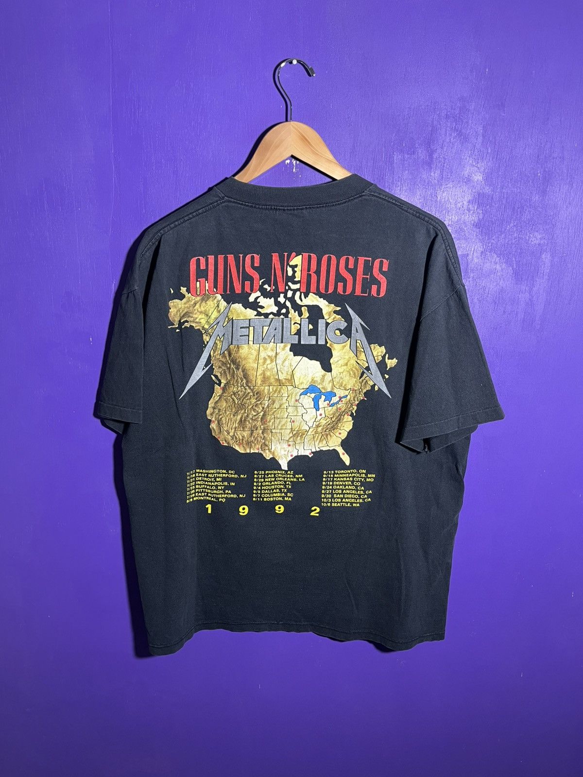 Band Tees × Vintage Vintage 1992 Metallica/Guns N Roses USA tour t-shirt Size US XL / EU 56 / 4 - 2 Thumbnail
