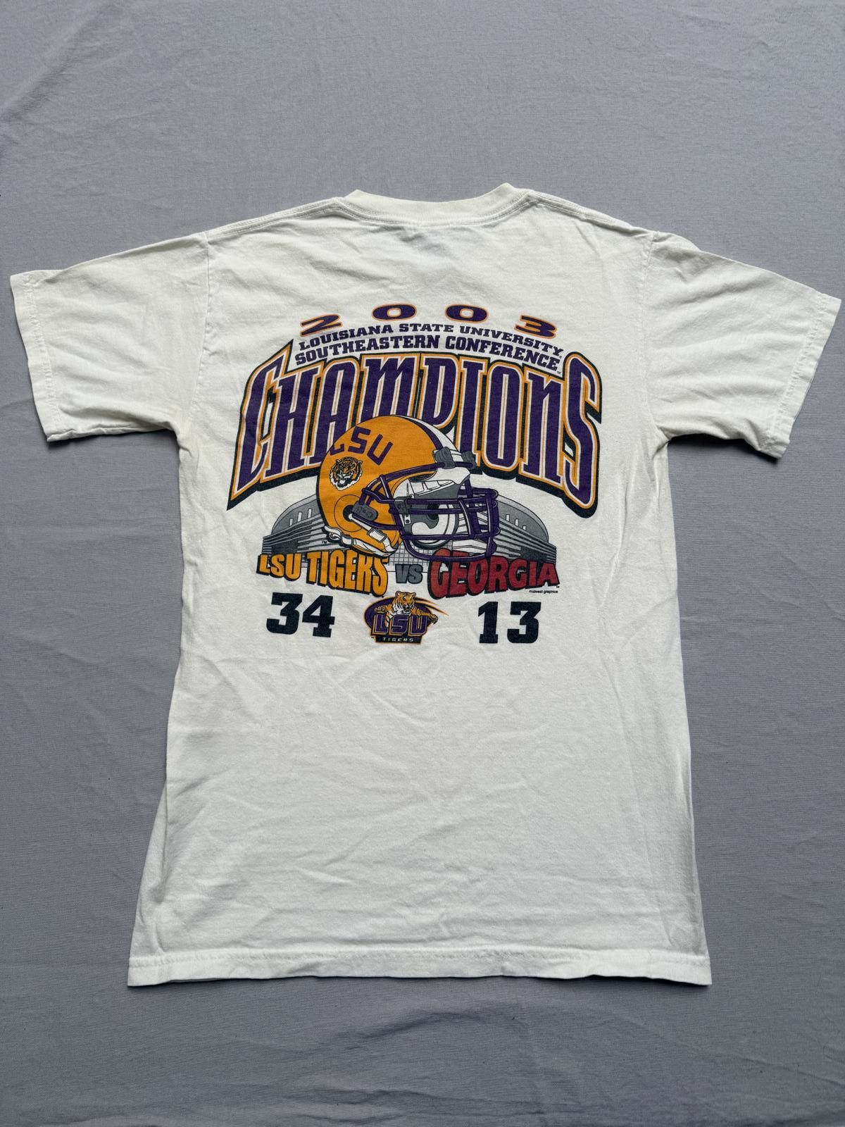 Gildan LSU vs Georgia 2003 Football T-shirt Louisiana State Tee Size US S / EU 44-46 / 1 - 1 Thumbnail