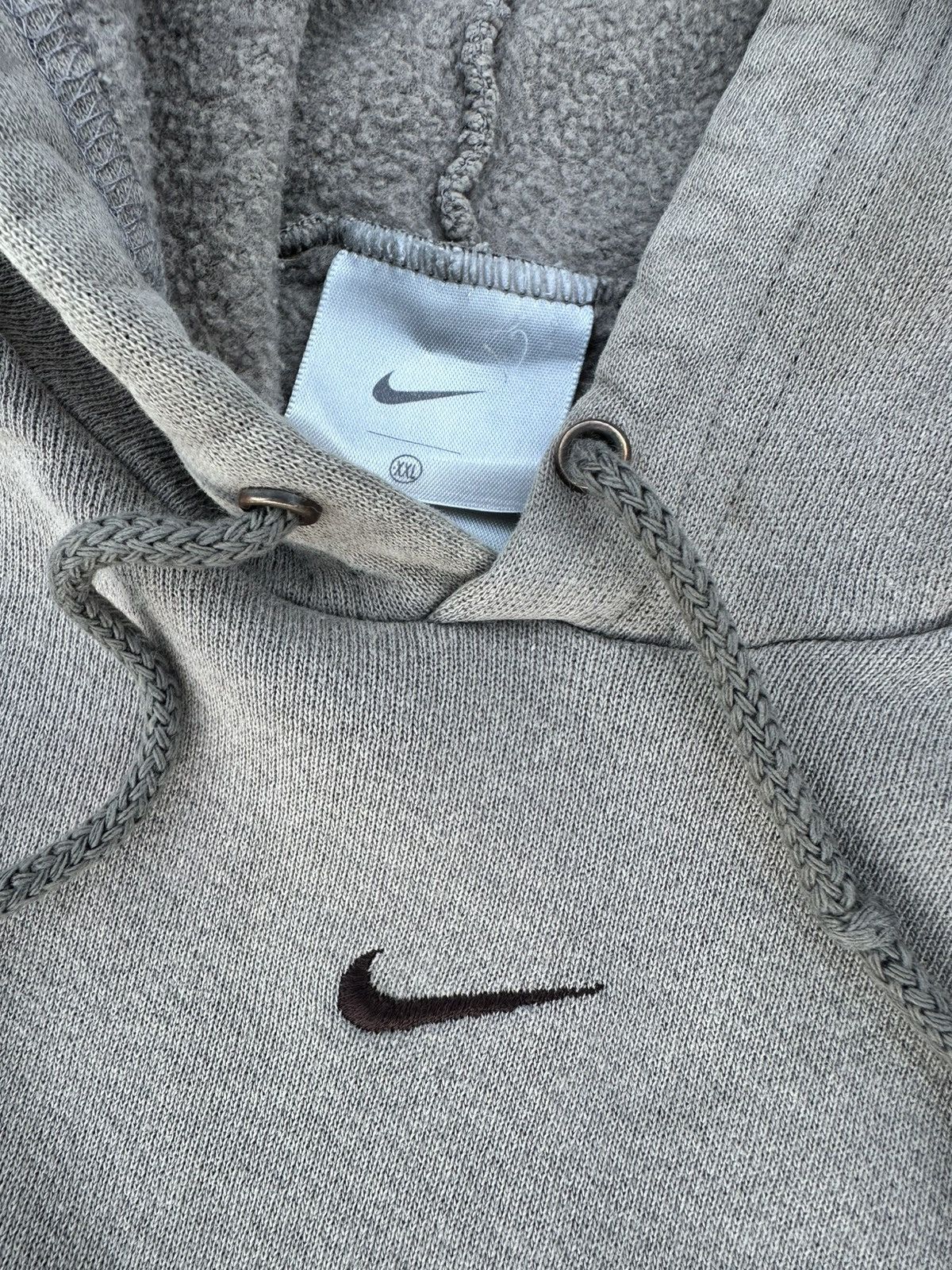 Nike × Vintage Vintage Y2K Nike Center Swoosh Hoodie Beige STAINS XXL Size US XXL / EU 58 / 5 - 3 Thumbnail