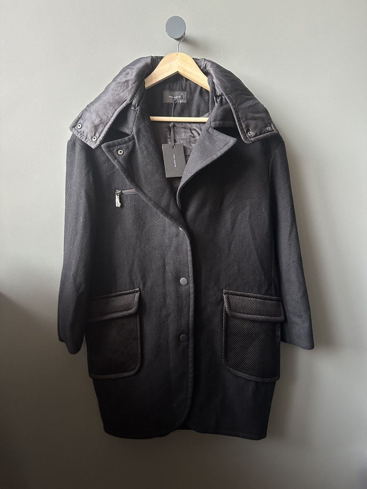 Cop Copine COP COPINE Manteu Mileni Black Wool Hooded Overcoat Size 36 Size XS / US 0-2 / IT 36-38 - 1 Thumbnail