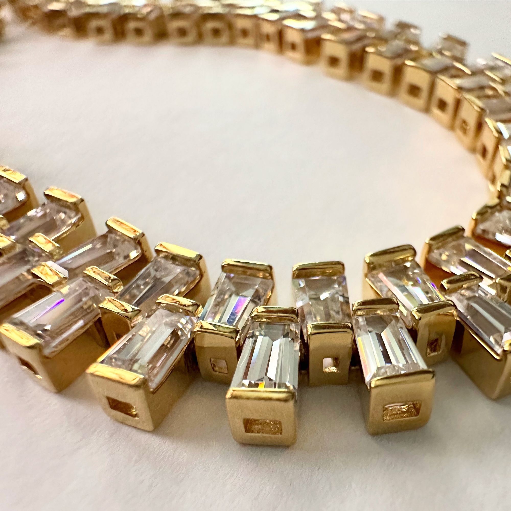 Other 10.00 Carat Lab Created White Topaz Baguette Bracelet in Ste Size ONE SIZE - 10 Thumbnail