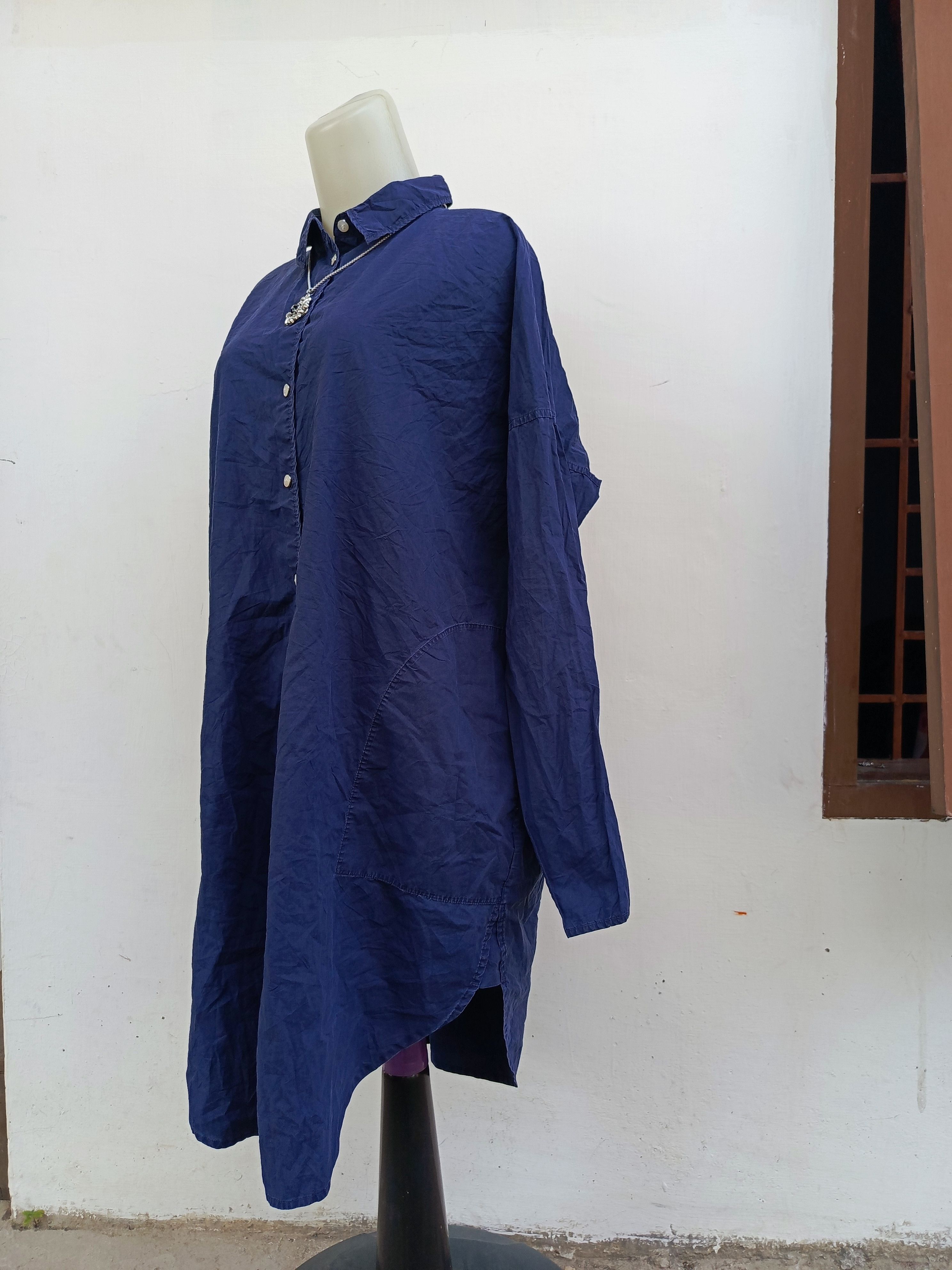 Acne Studios Acne Studios Navy Button Up Long Shirt Dress Oversized Fit Size XXS / US 00 / IT 34 - 7 Thumbnail