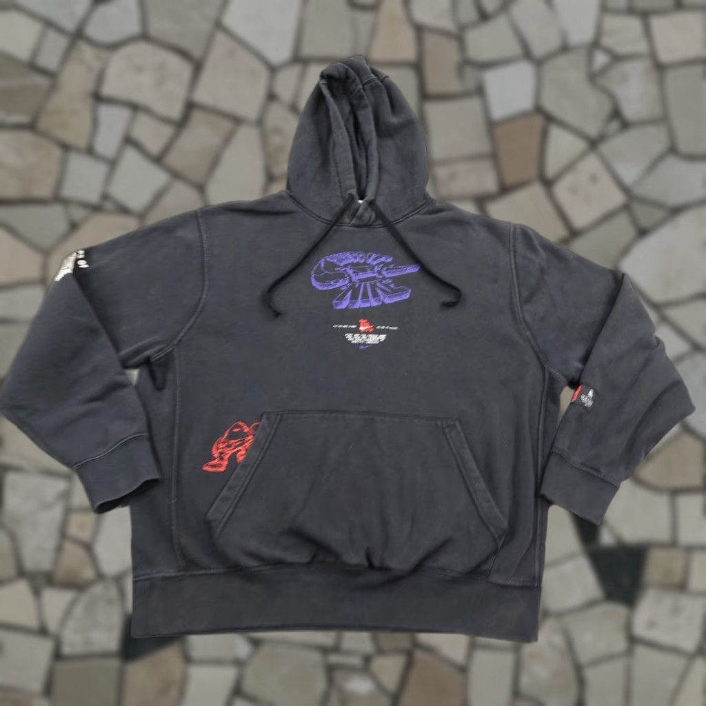 Nike Hoodie Mens Large Black Shoe Dog Club LA Pullover Sweatshirt City Sports Graphic Print Hooded Pockets Logo Reg Cotton Polyester Mens