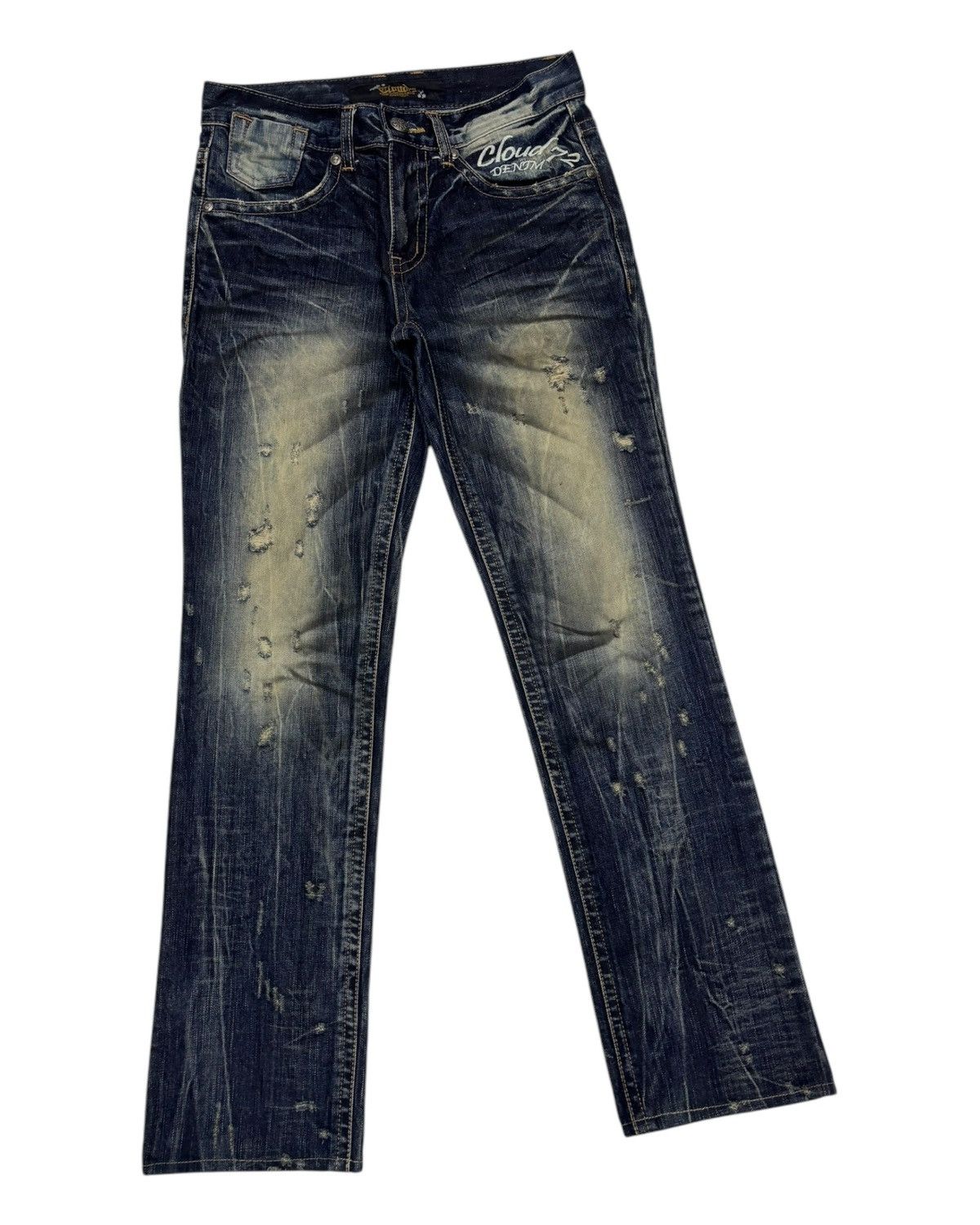 Affliction 🔥Vintage Skulls Denim Cloud72 Distressed Denim Jeans Lgb Size US 30 / EU 46 - 5 Thumbnail